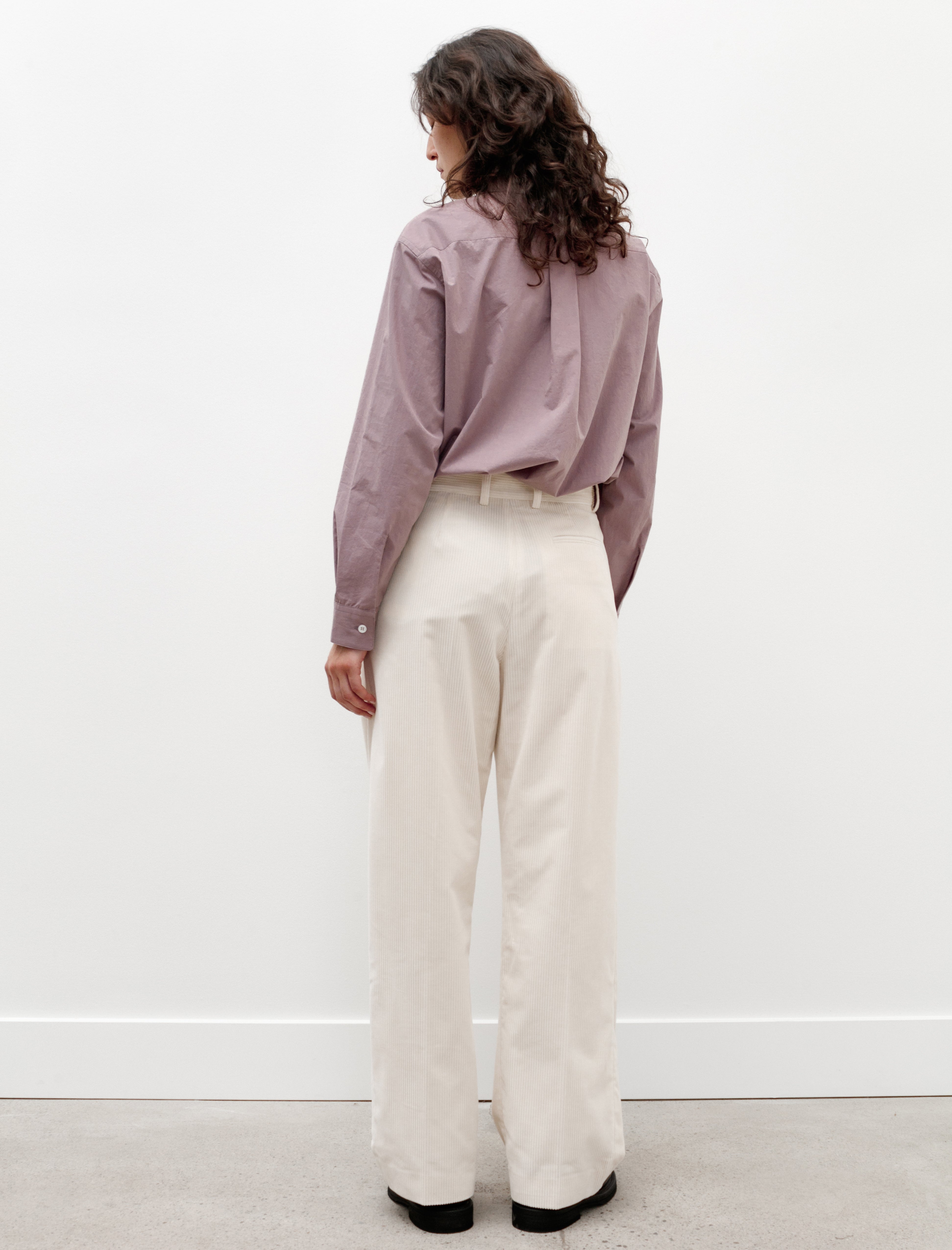 Pleated Trousers Corduroy White