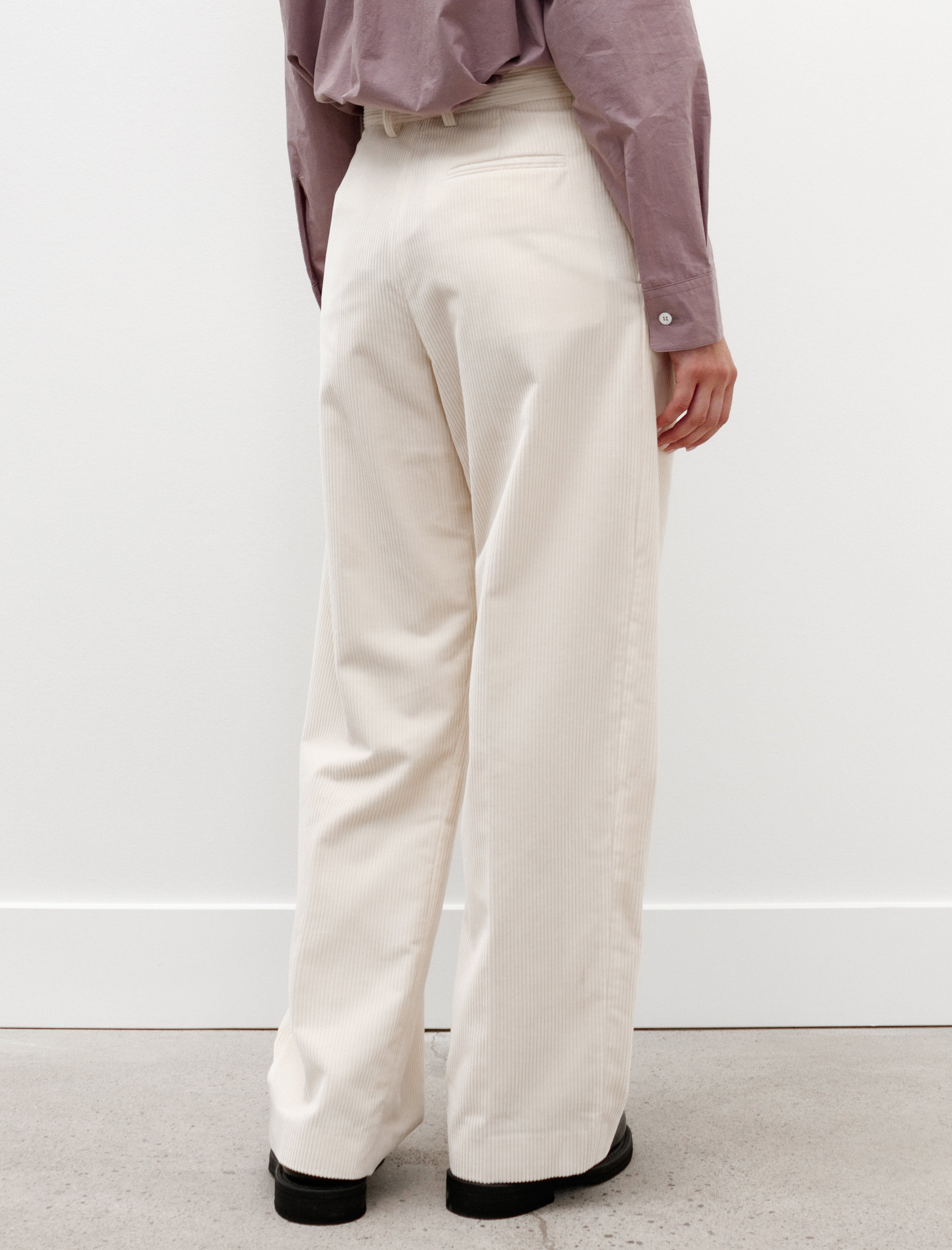 Cristaseya Pleated Trousers Corduroy White