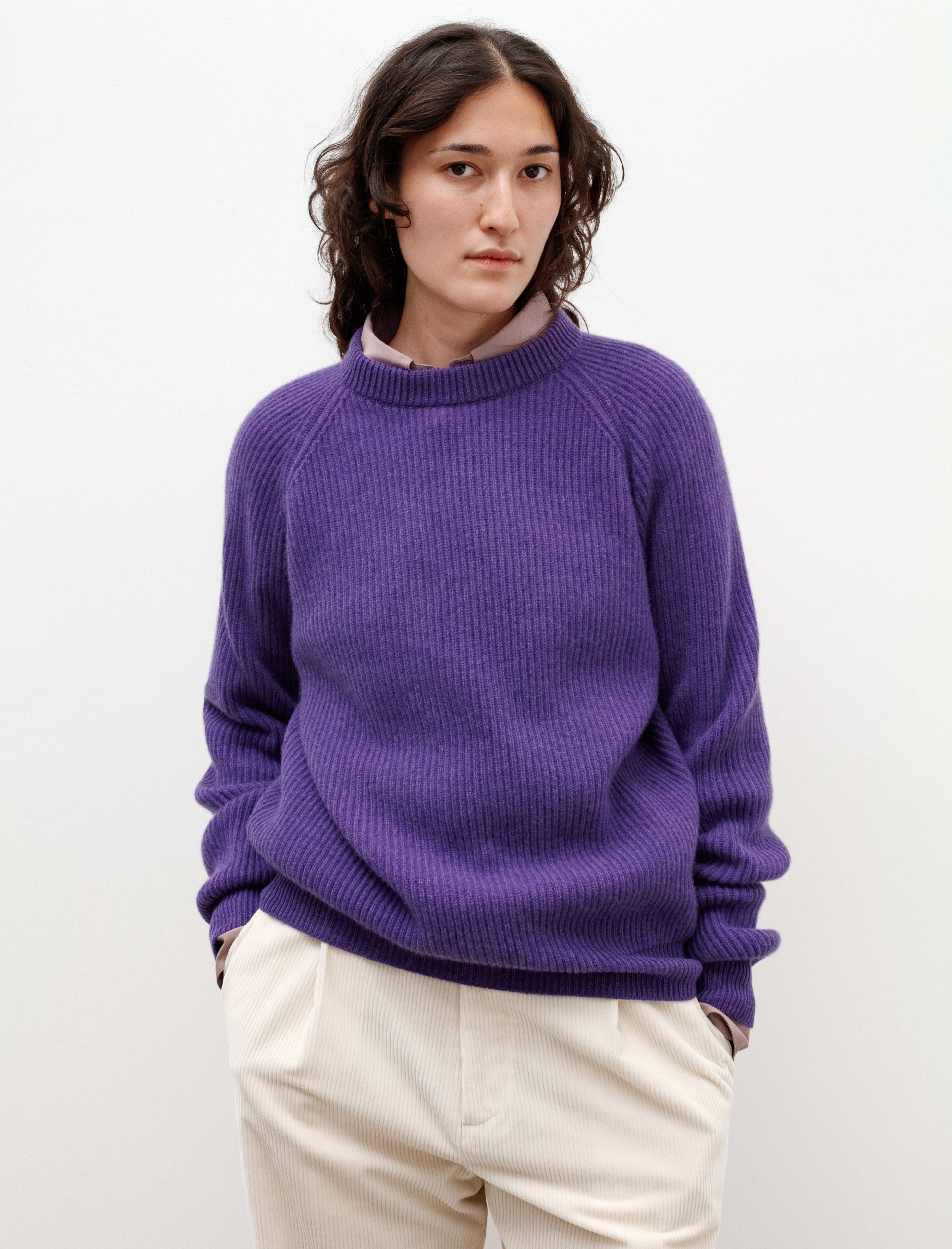 Cristaseya Ribbed Raglan Cashmere Sweater Purple – Neighbour