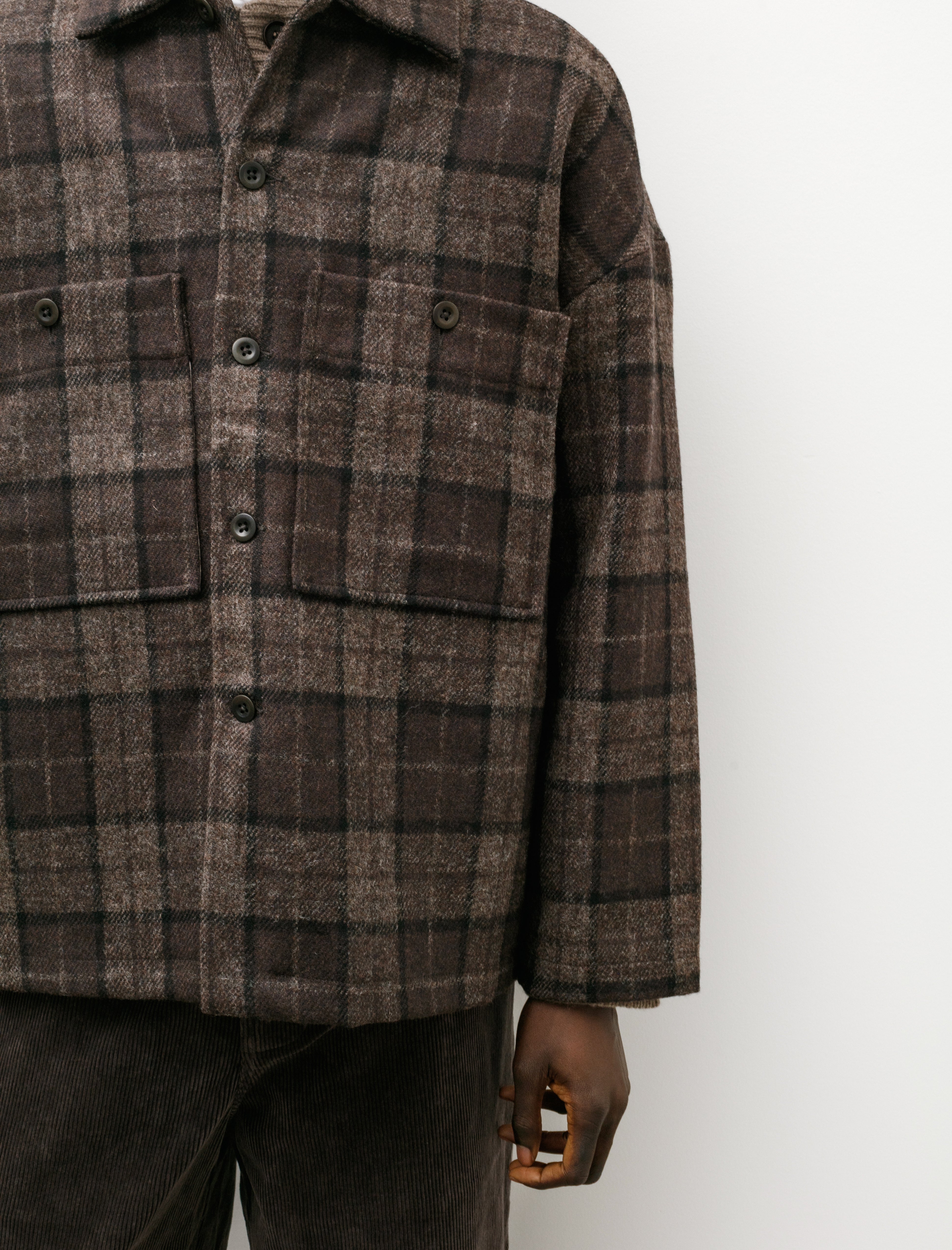 SHAGGY PLAID CPO SHIRT JACKET /-