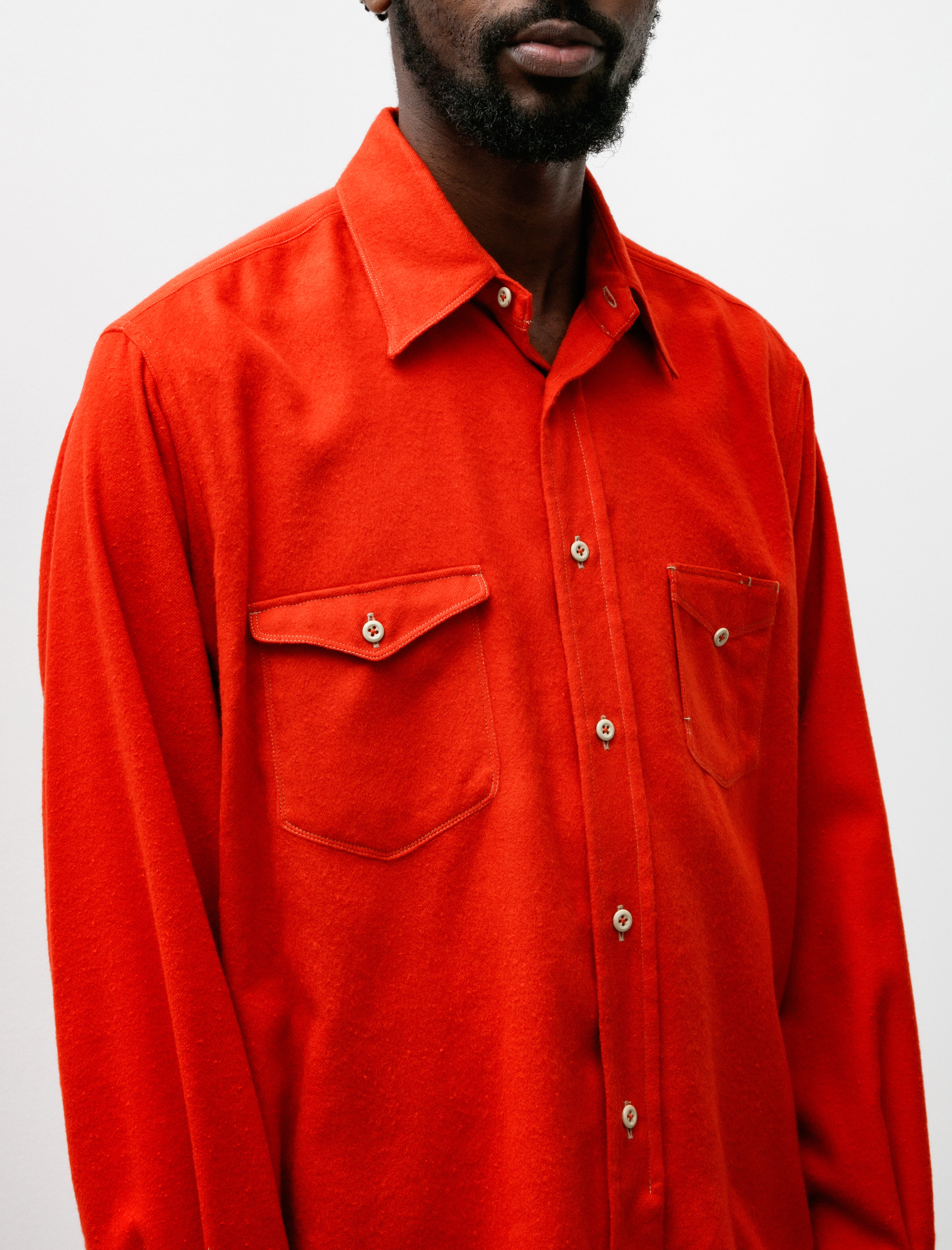 Maatee & Sons Silk Gacha Pocket Work Shirt Red