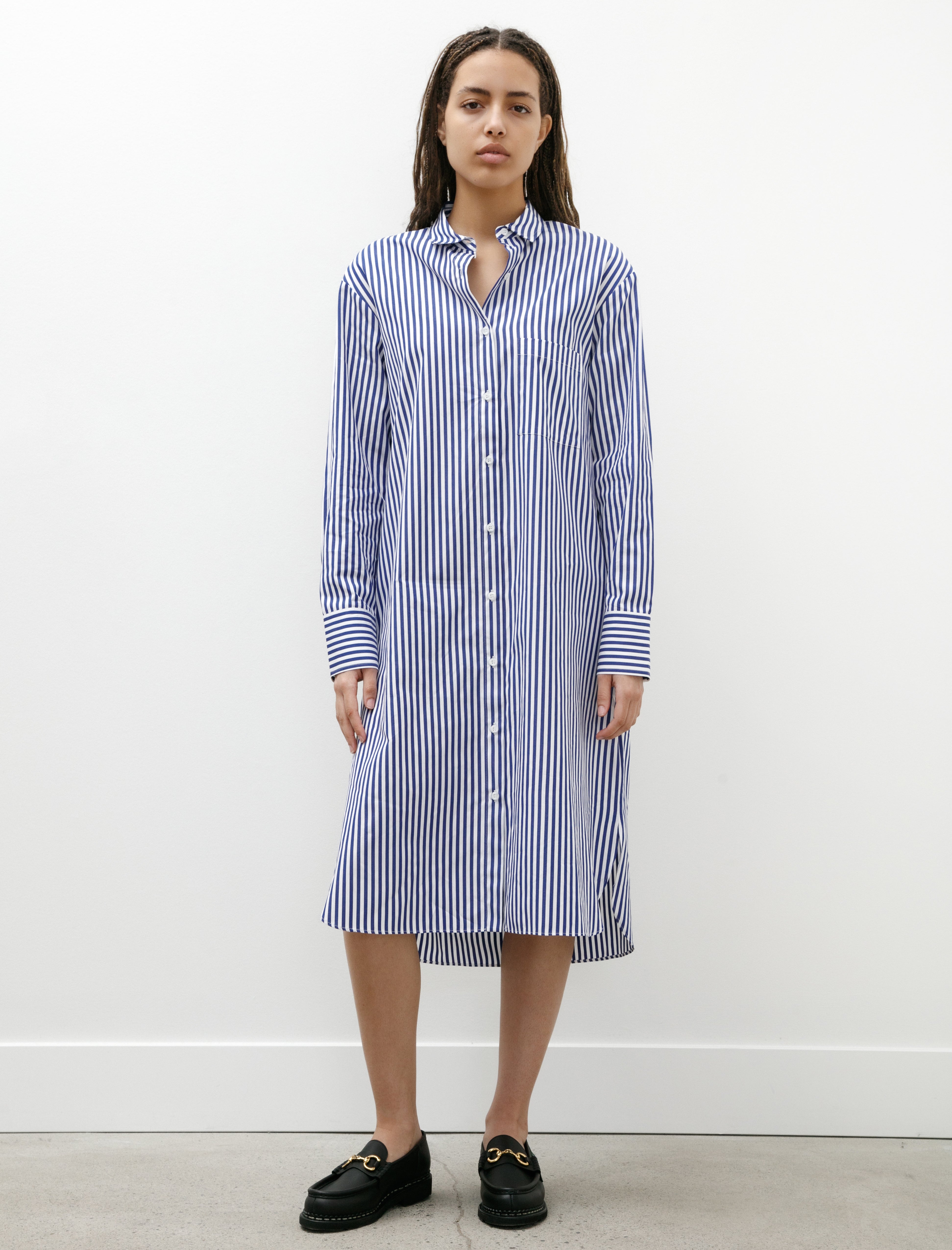 Sunspel Shirt Dress Blue/White Stripes