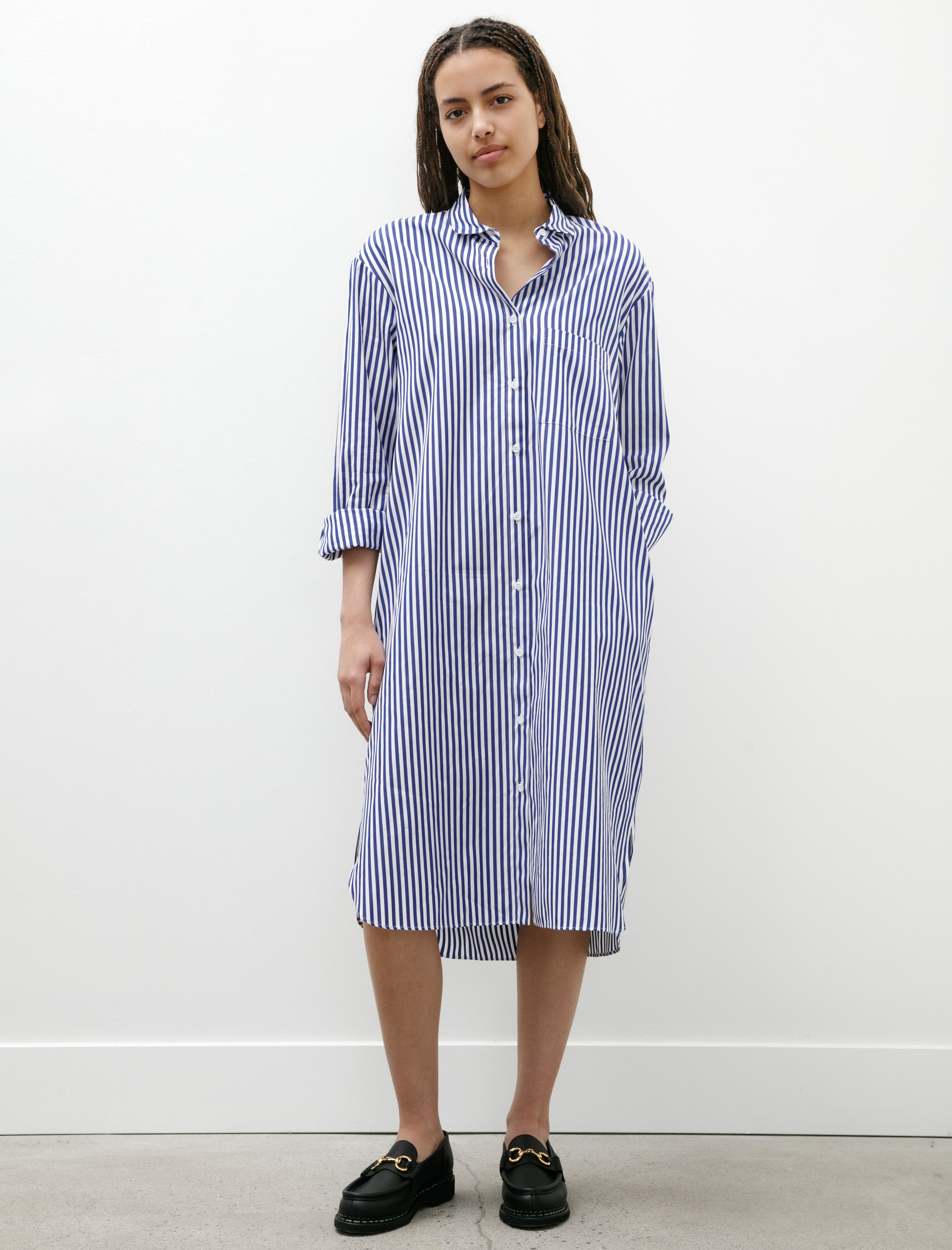 Sunspel Shirt Dress Blue/White Stripes