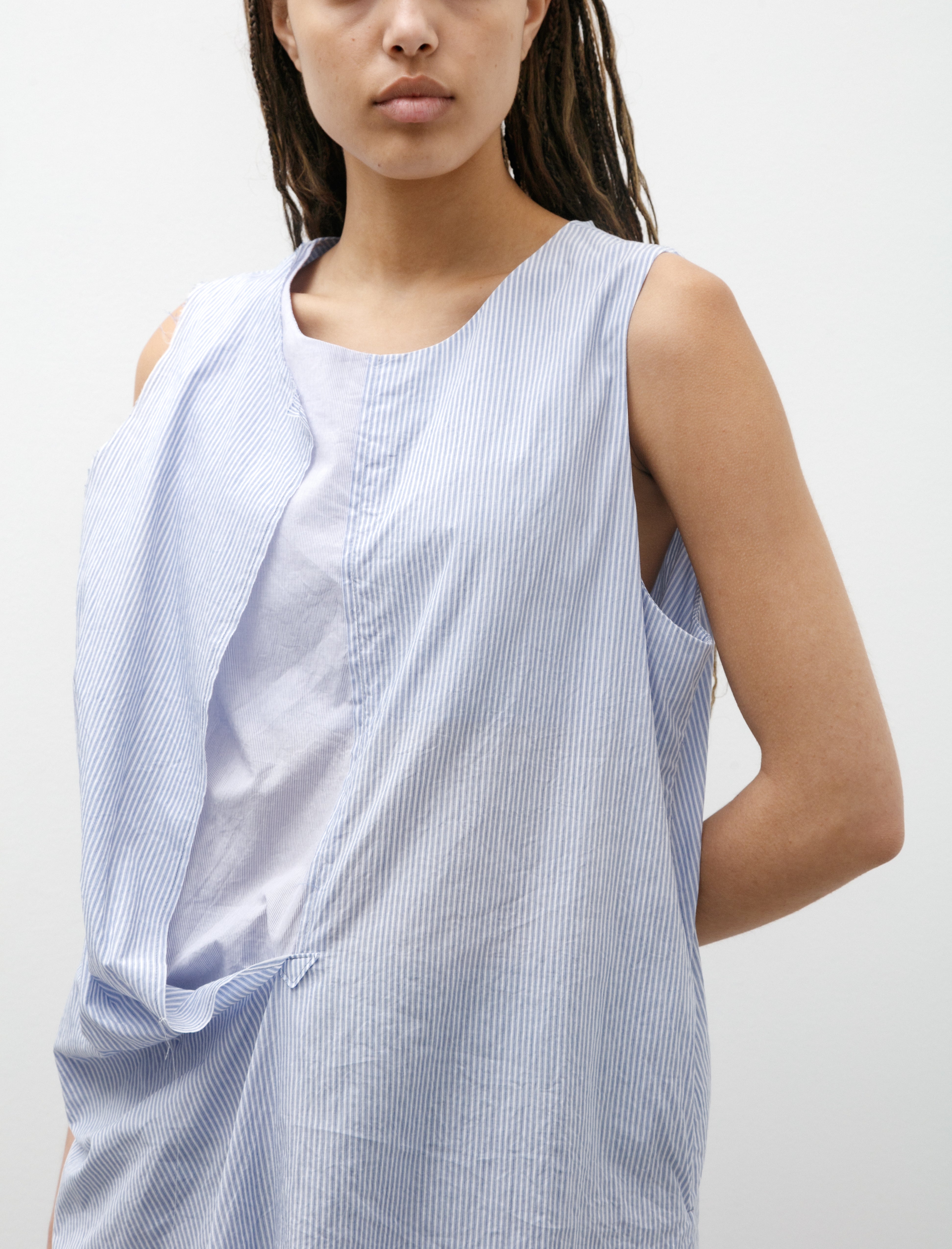 Y's by Yohji Yamamoto Front Drape Sleeveless Blouse Light Blue