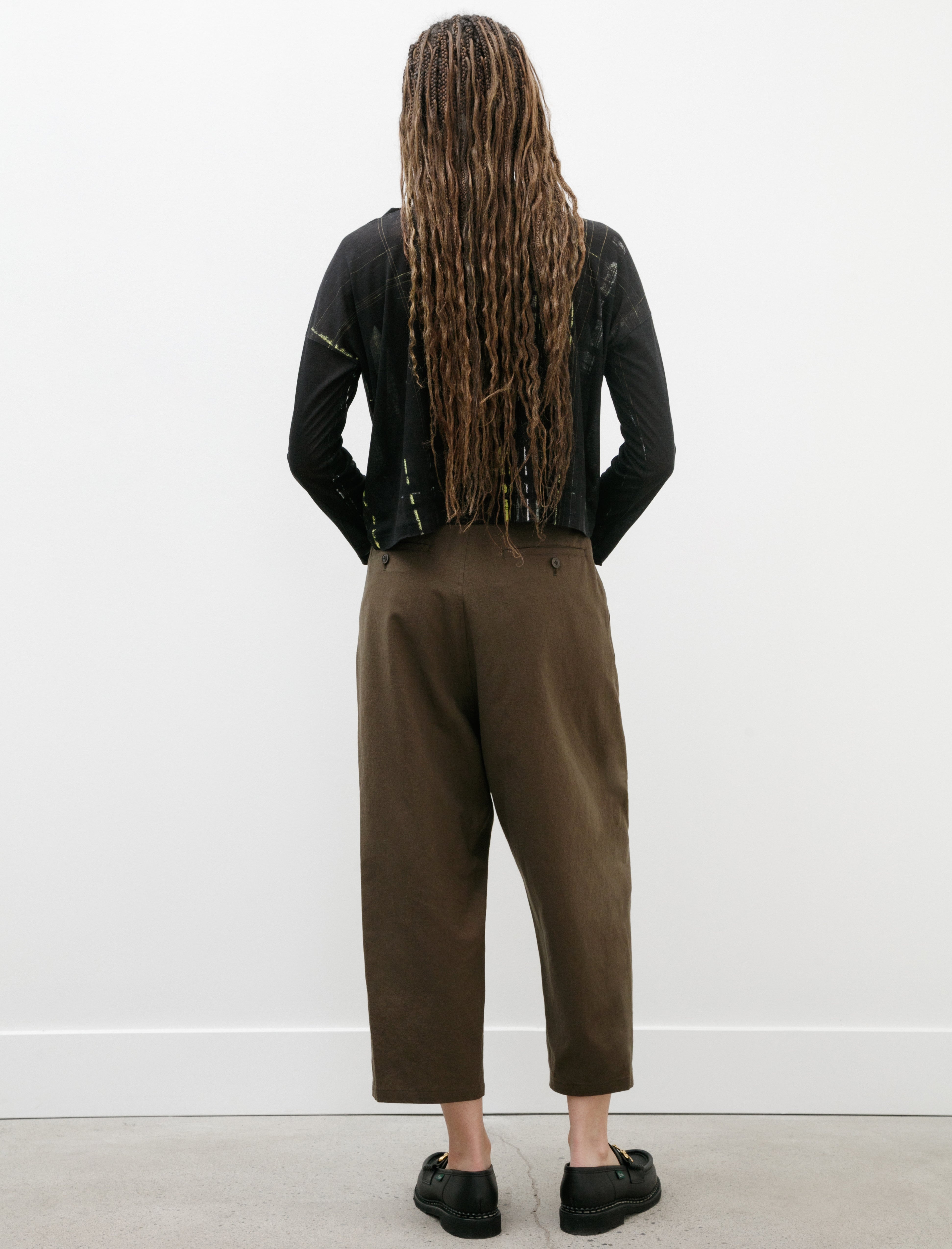 Y's by Yohji Yamamoto Double Tuck Tapered Pants Khaki