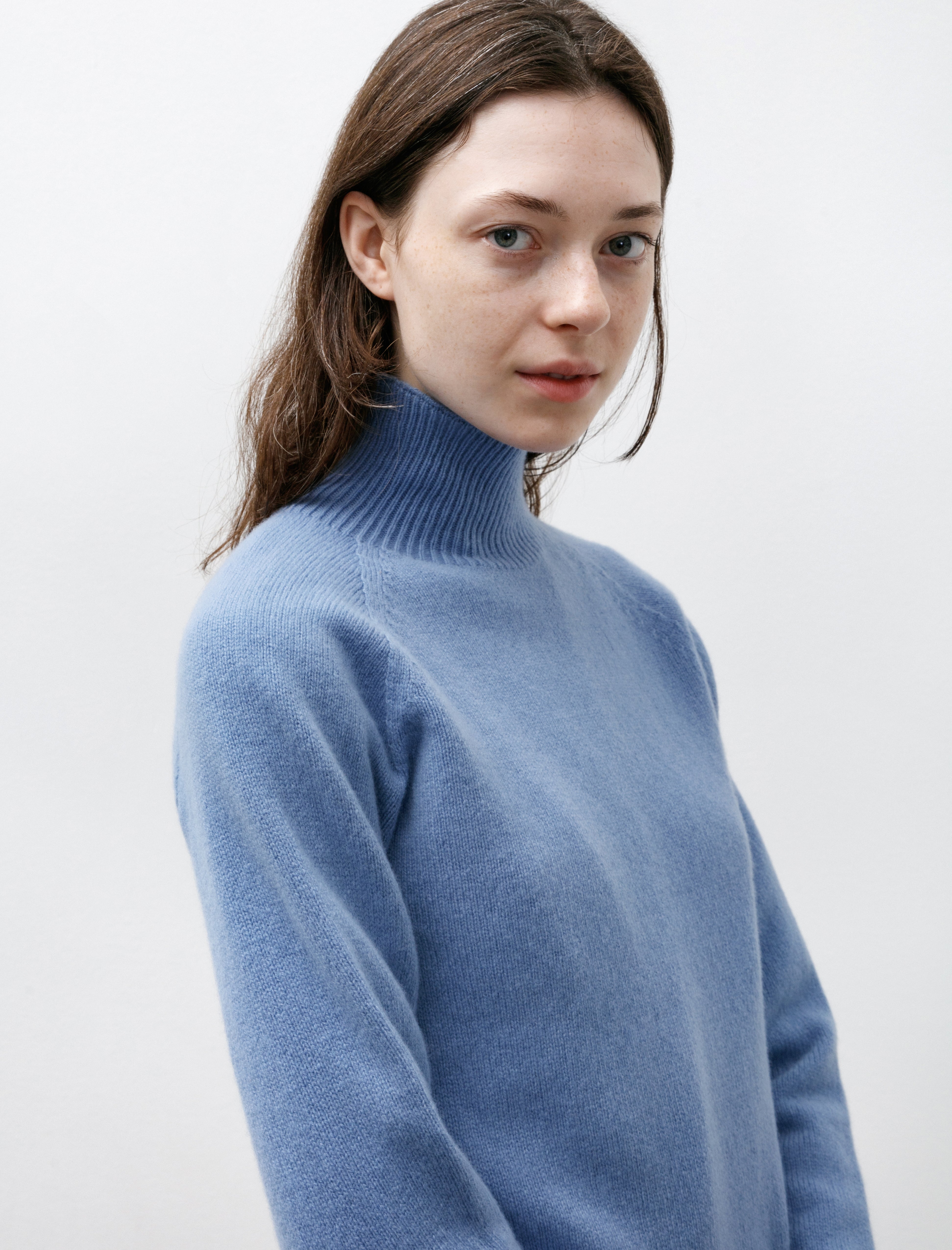 Sunspel Funnel Neck Jumper Cornflower