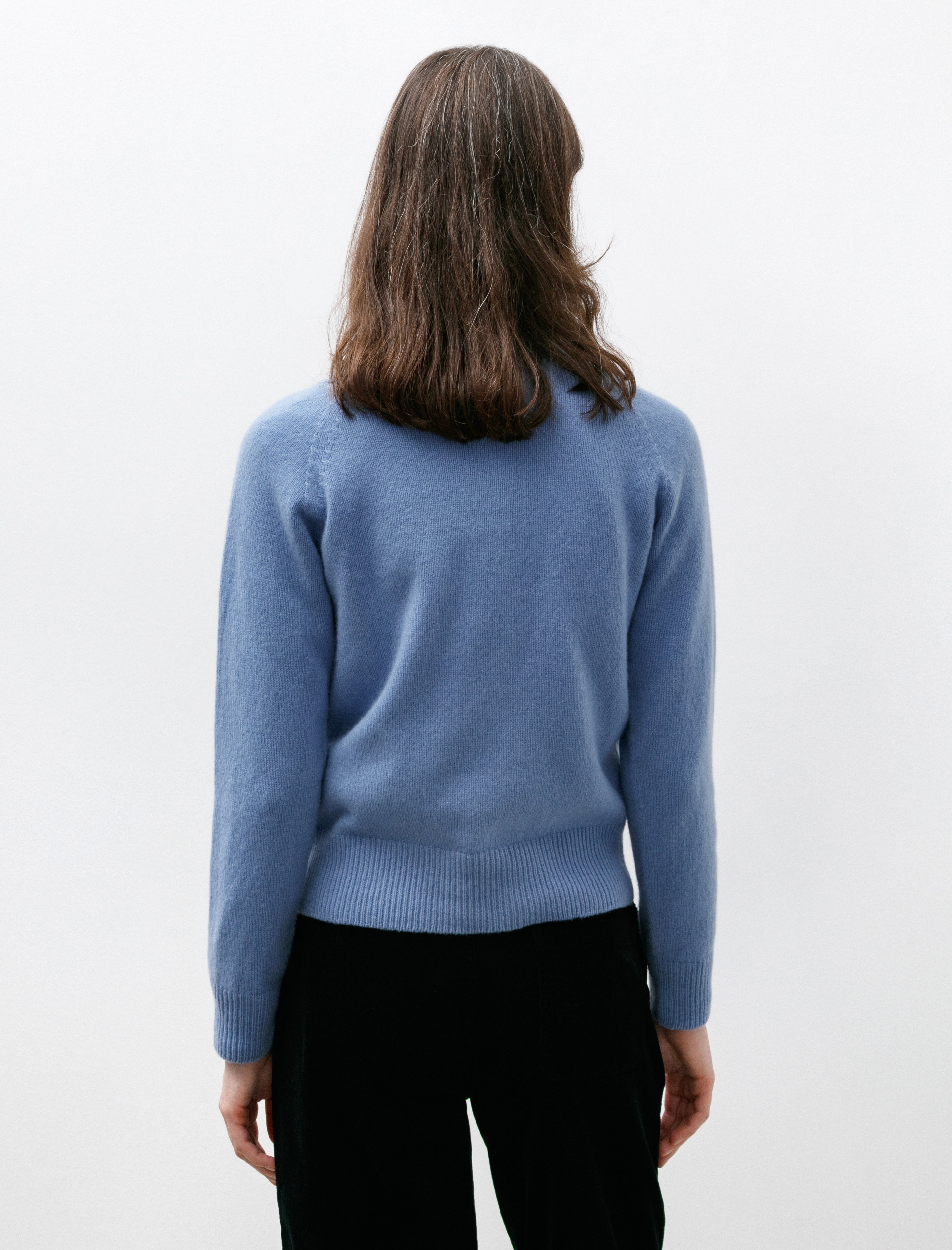 Sunspel Funnel Neck Jumper Cornflower