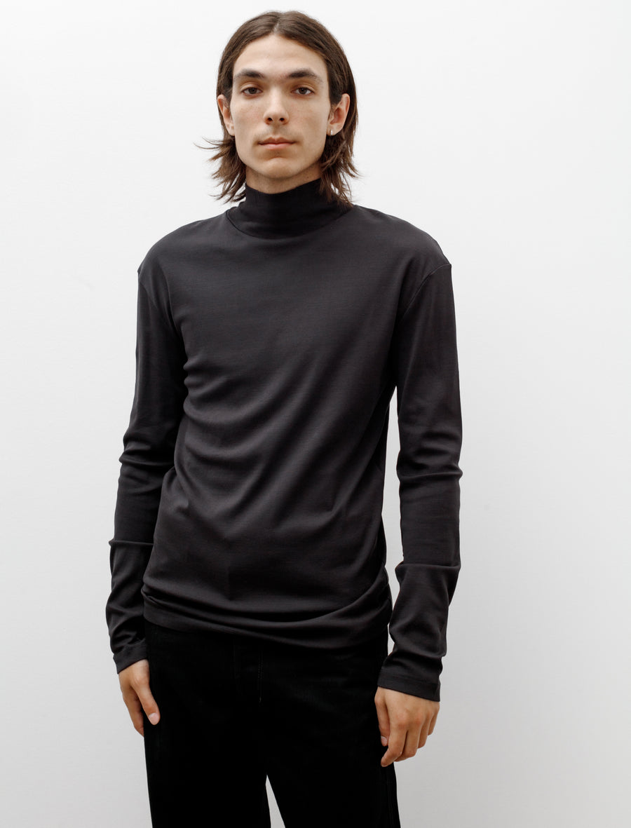 Long Sleeve Rib Turtleneck Squid Ink