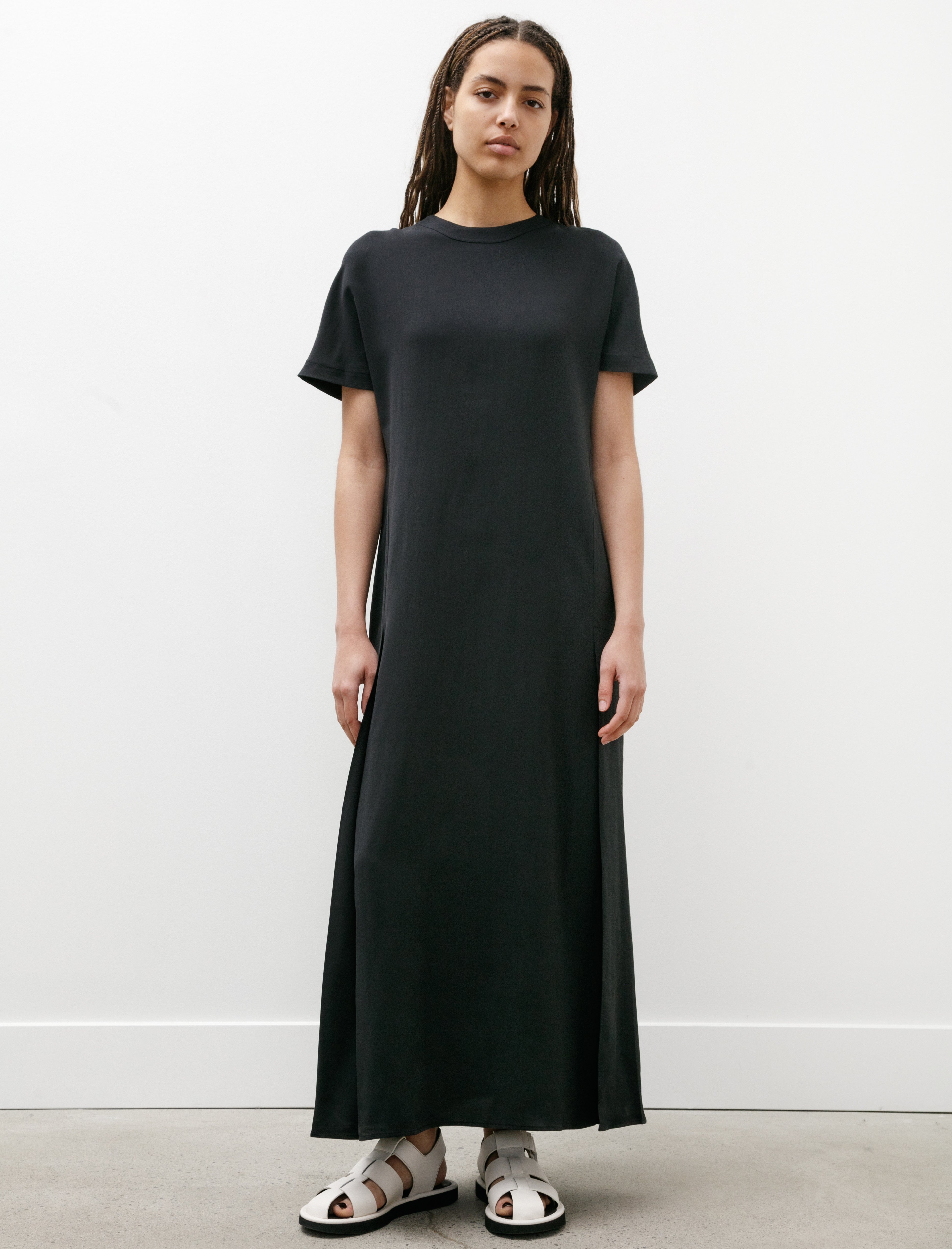 Studio Nicholson Kaplan Stitch Pleat Dress Darkest Navy