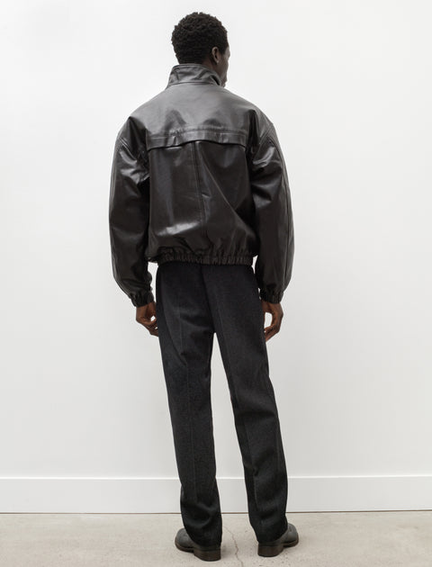 Boxy Leather Blouson Dark Chocolate