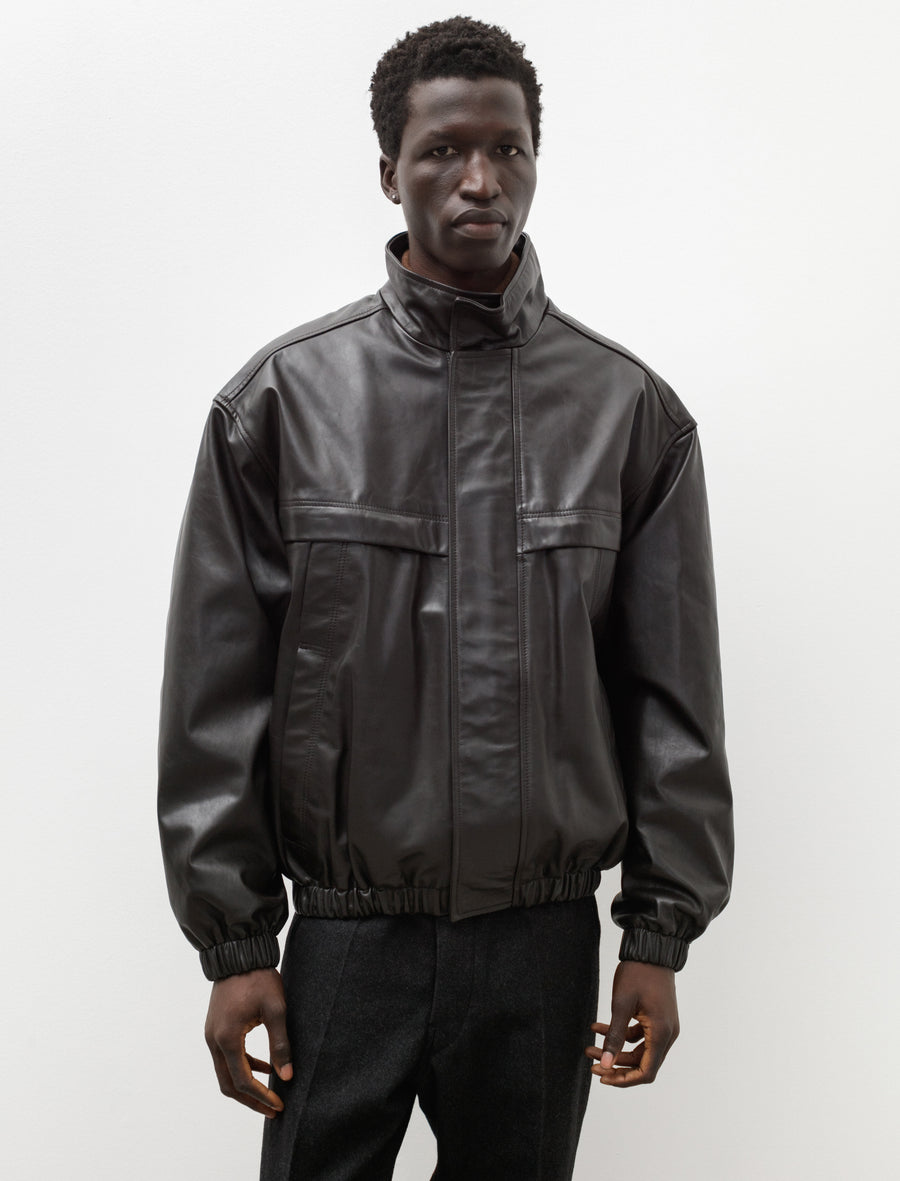 Boxy Leather Blouson Dark Chocolate