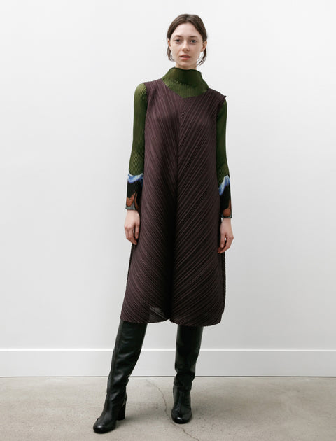 Pleats Please by Issey Miyake Mellow Pleats Dress Dark Brown