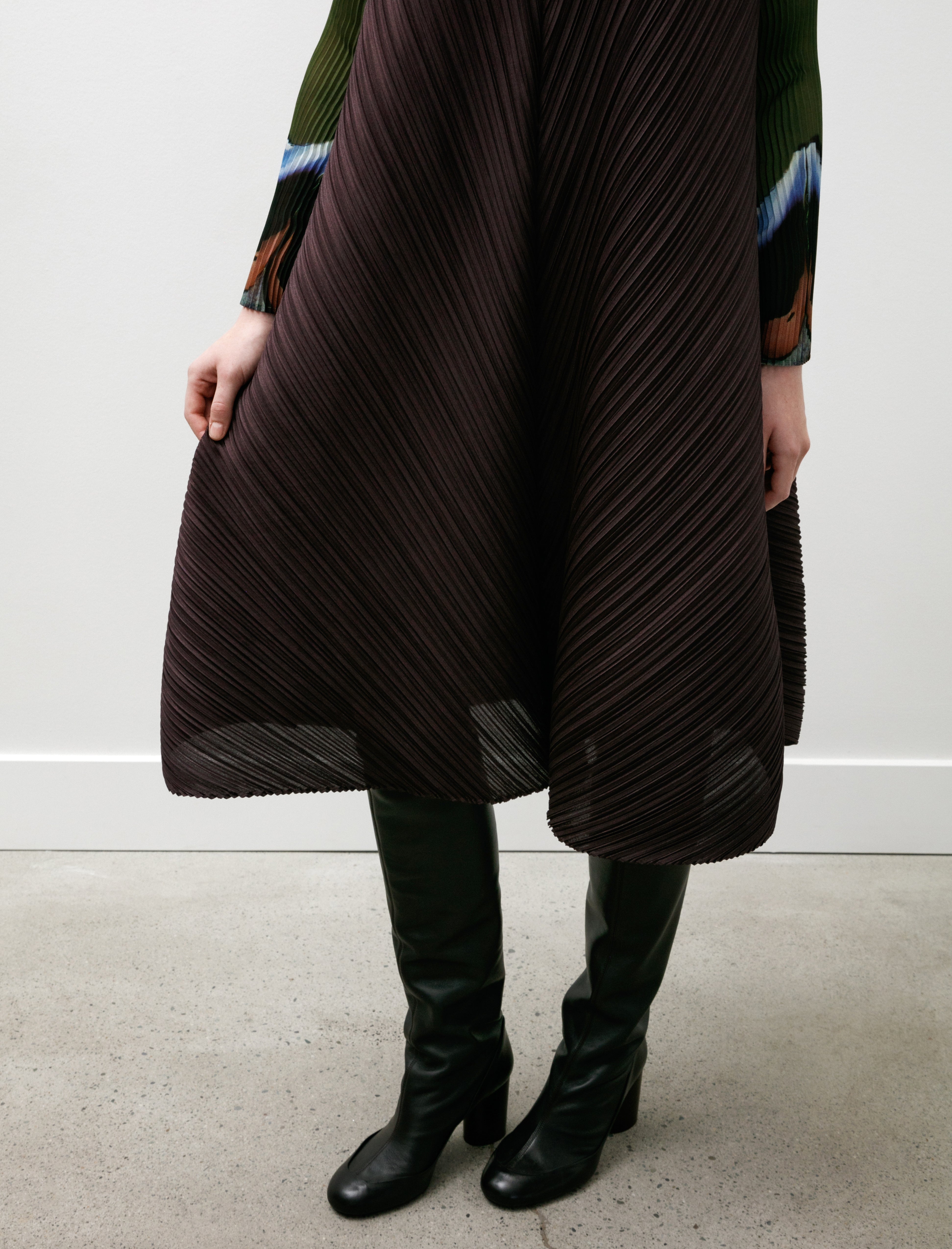 Pleats Please by Issey Miyake Mellow Pleats Dress Dark Brown