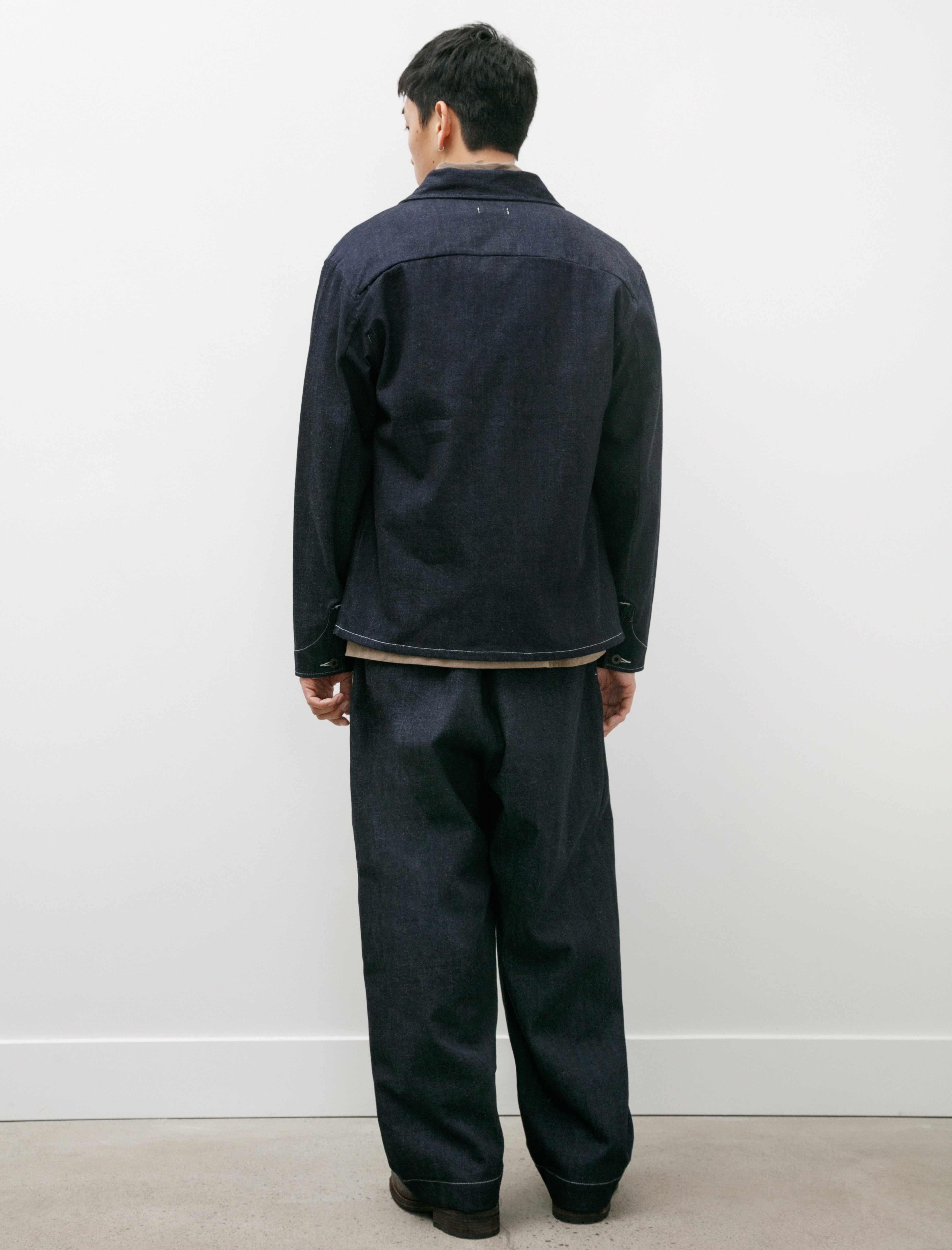 Evan Kinori Two Pleat Pant Organic Cotton Denim Indigo