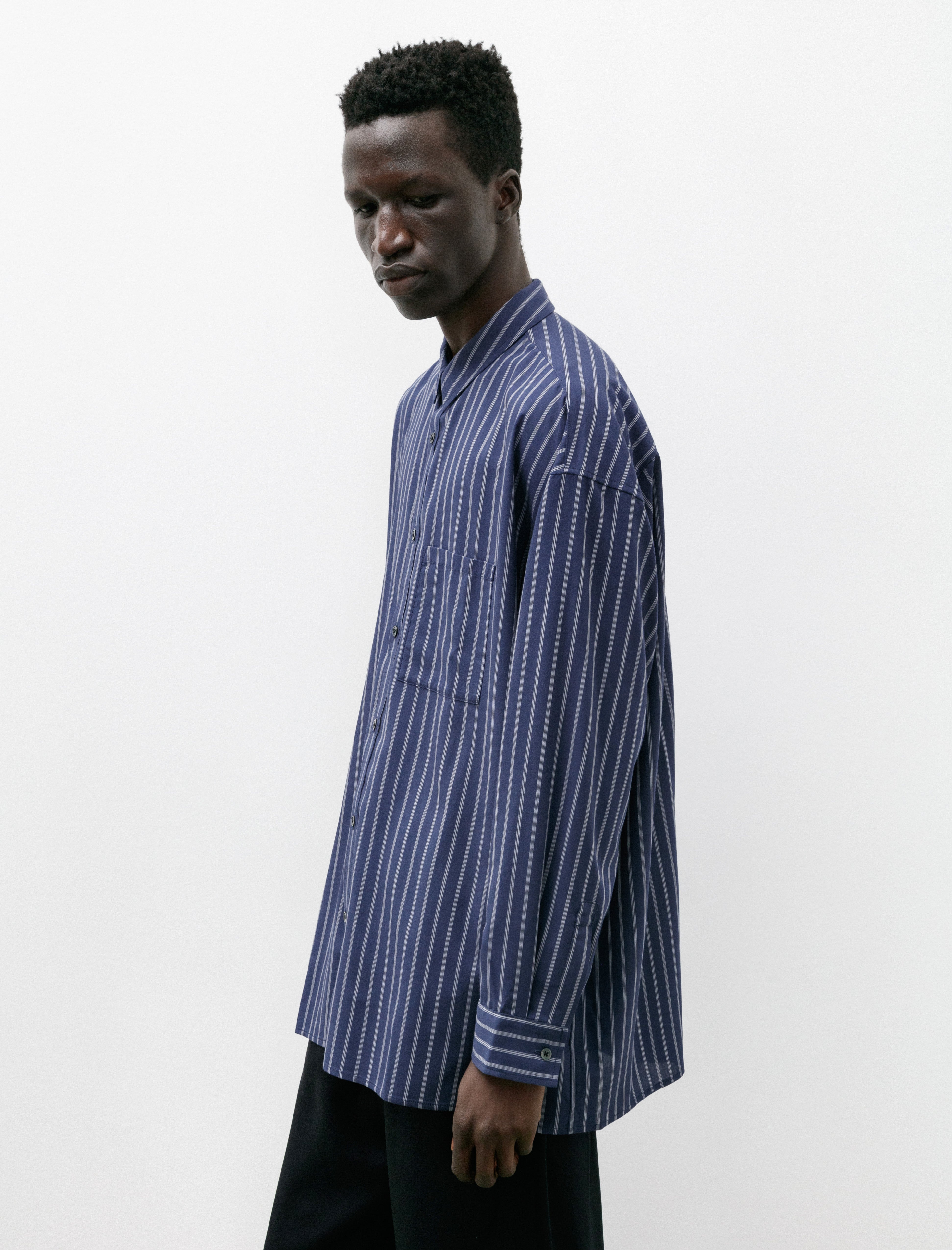 Polyploid Wide Shirt C Navy Stripe