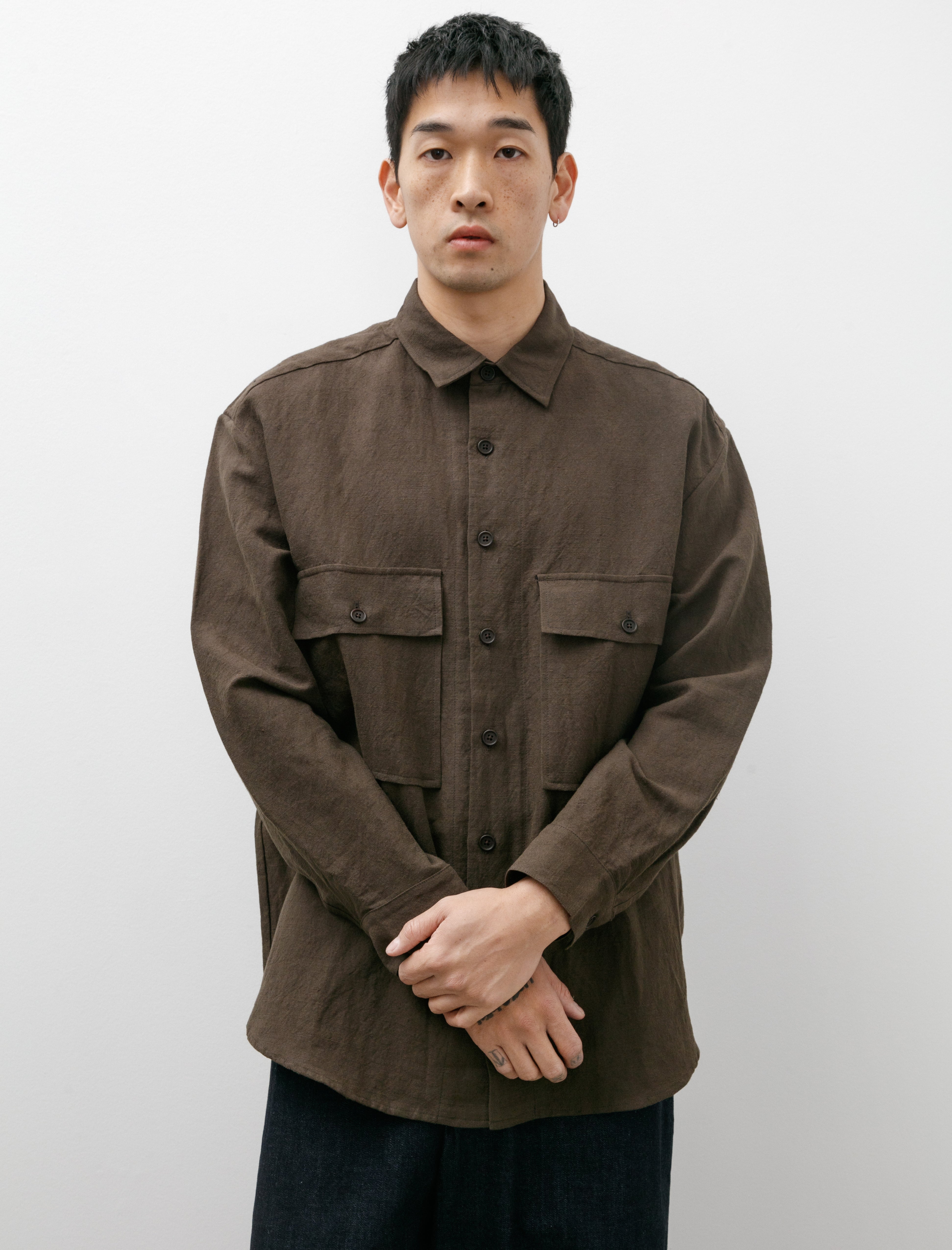 Evan Kinori Big Shirt Organic Cotton Hemp Anthracite