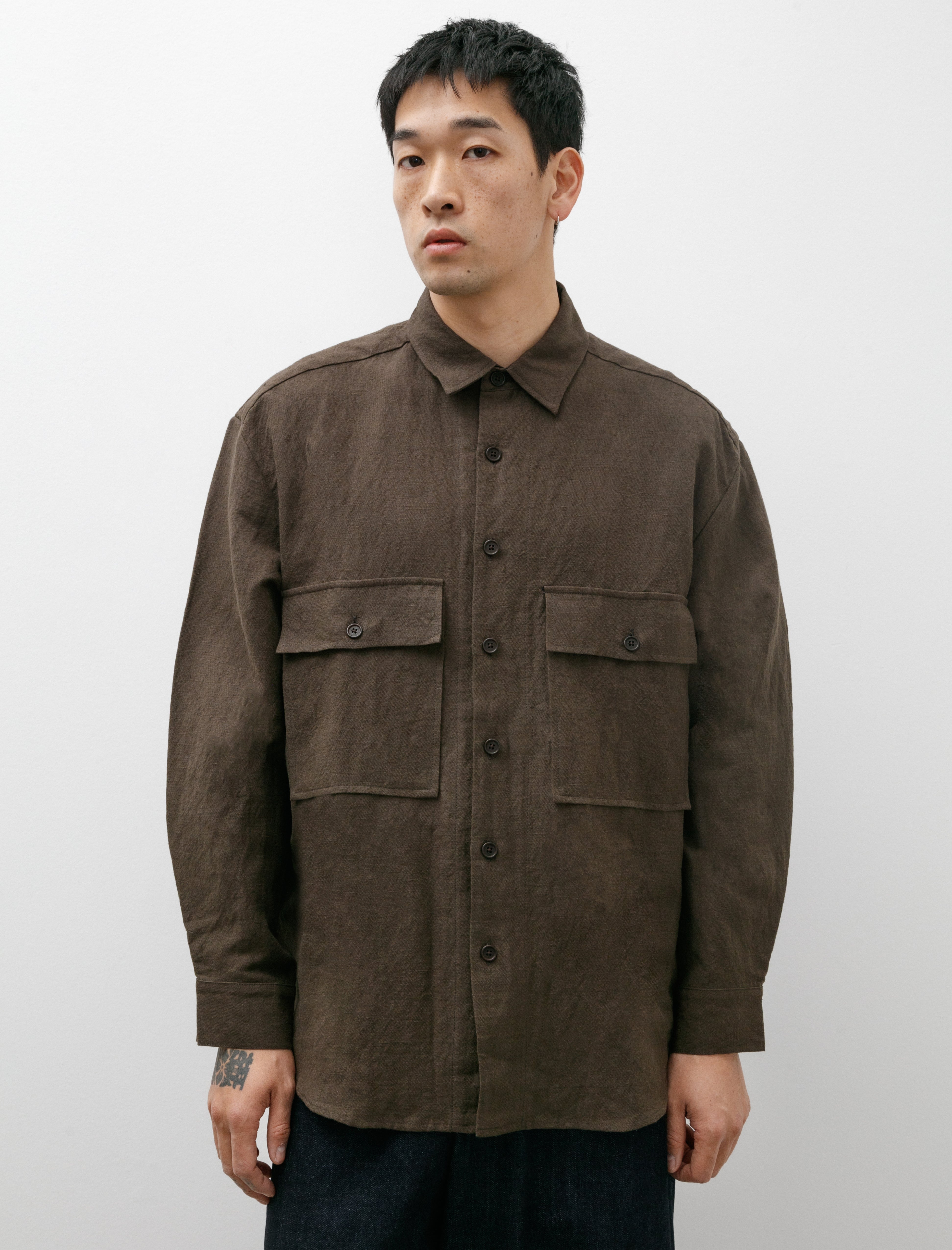 Evan Kinori Big Shirt Organic Cotton Hemp Anthracite