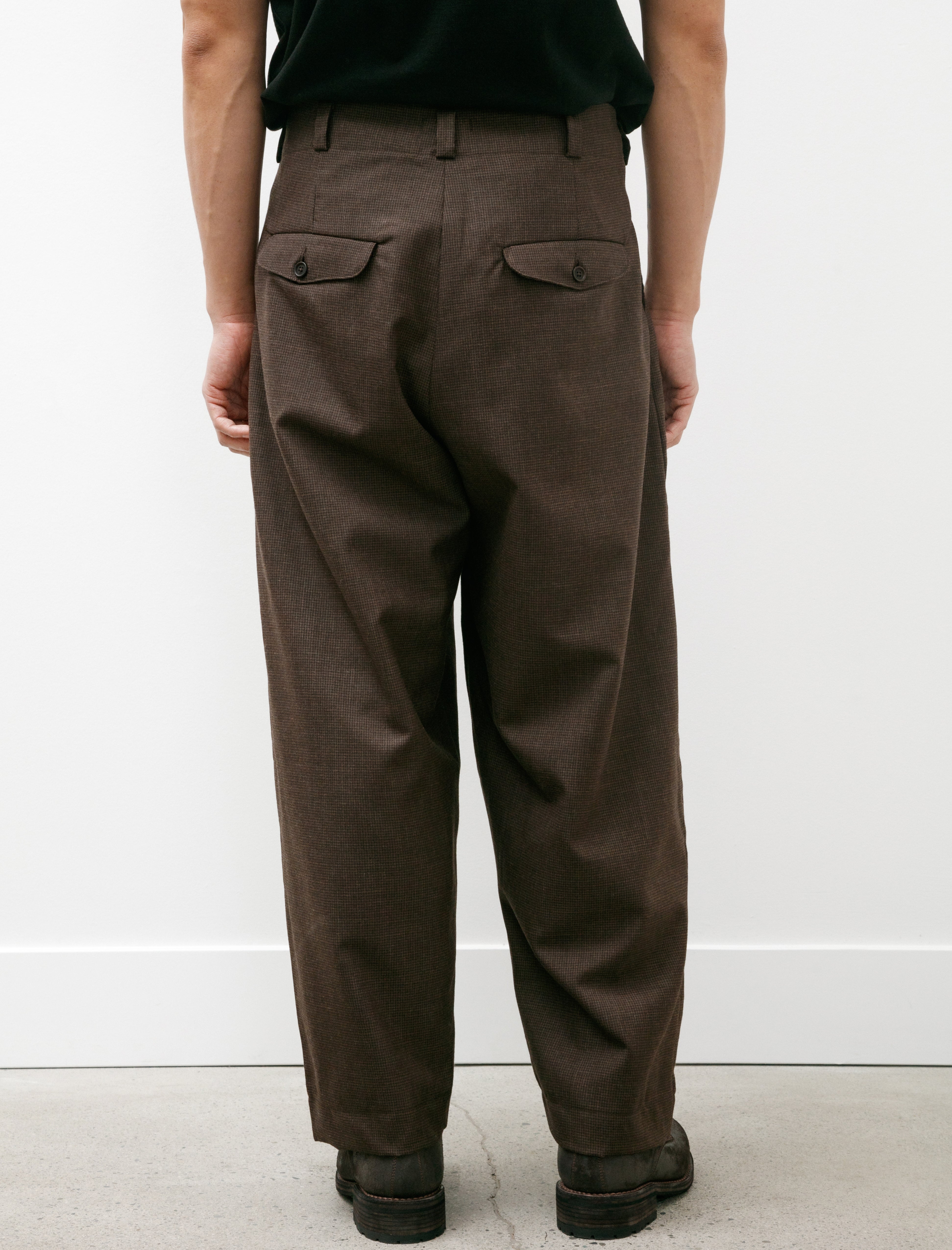 Evan Kinori Two Pleat Pant Fox Worsted Wool Puppytooth