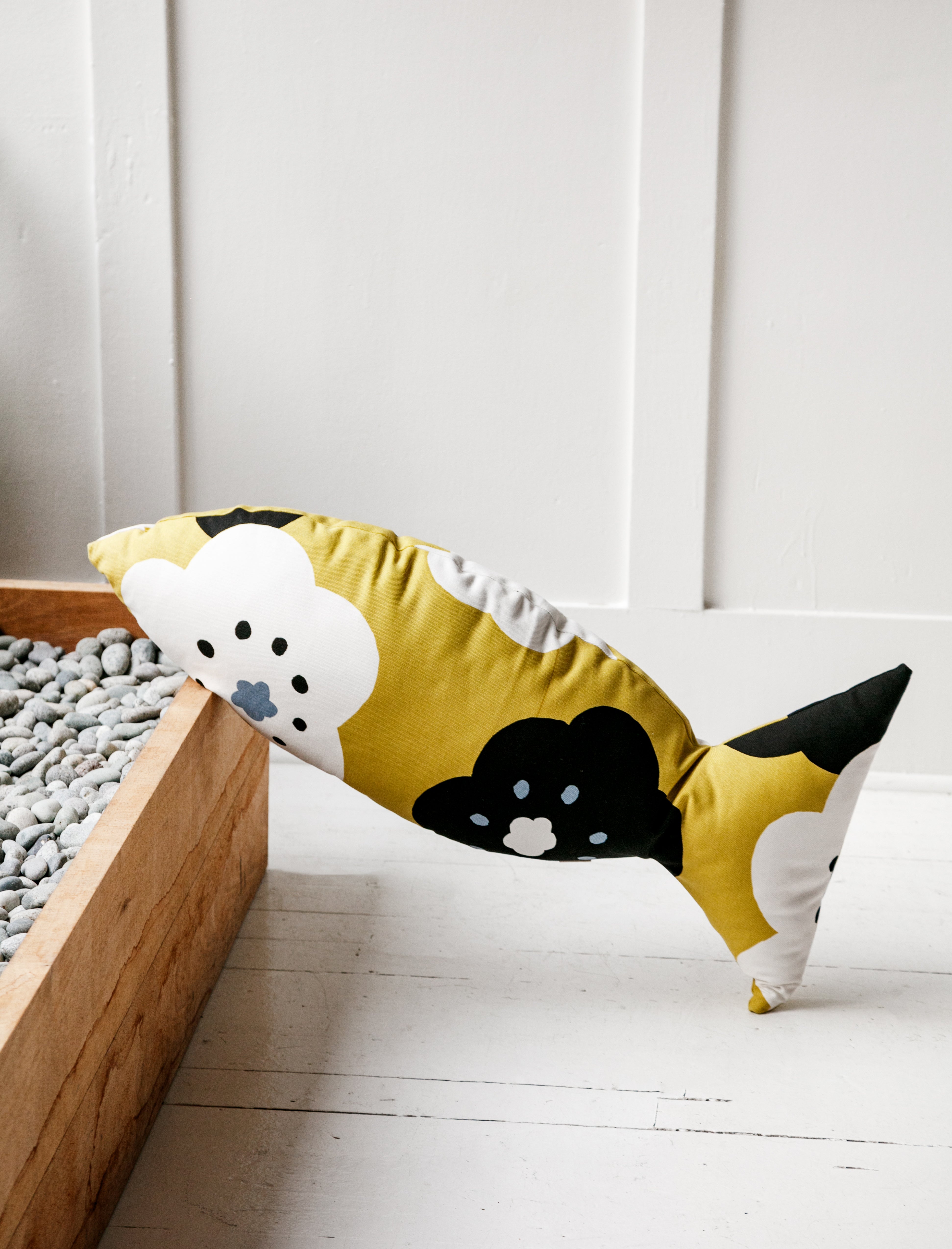 The Planet Sun Studio Big Tuna Pillow Floral Black/White/Mustard