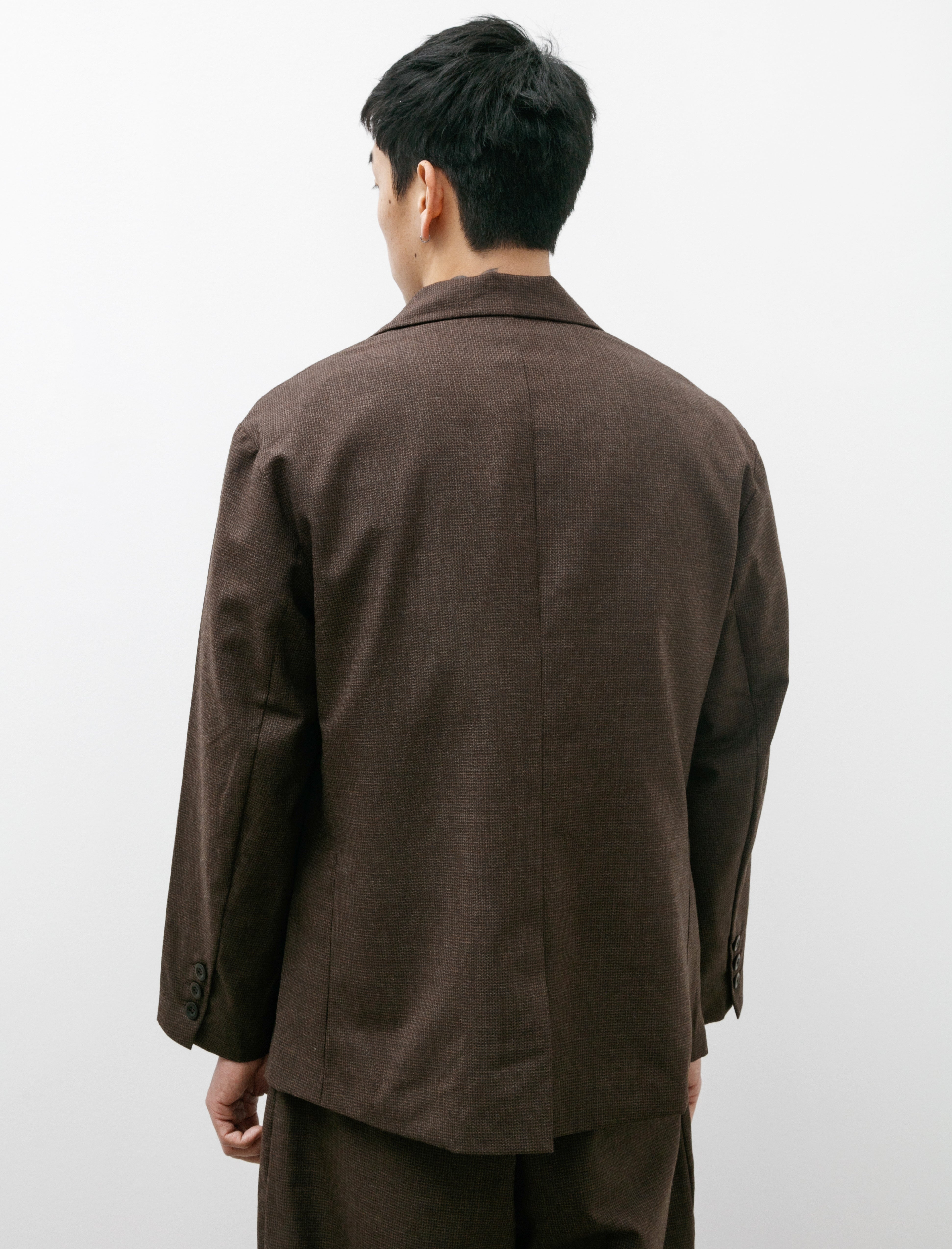 Evan Kinori Three Button Jacket Fox Worsted Wool Puppytooth