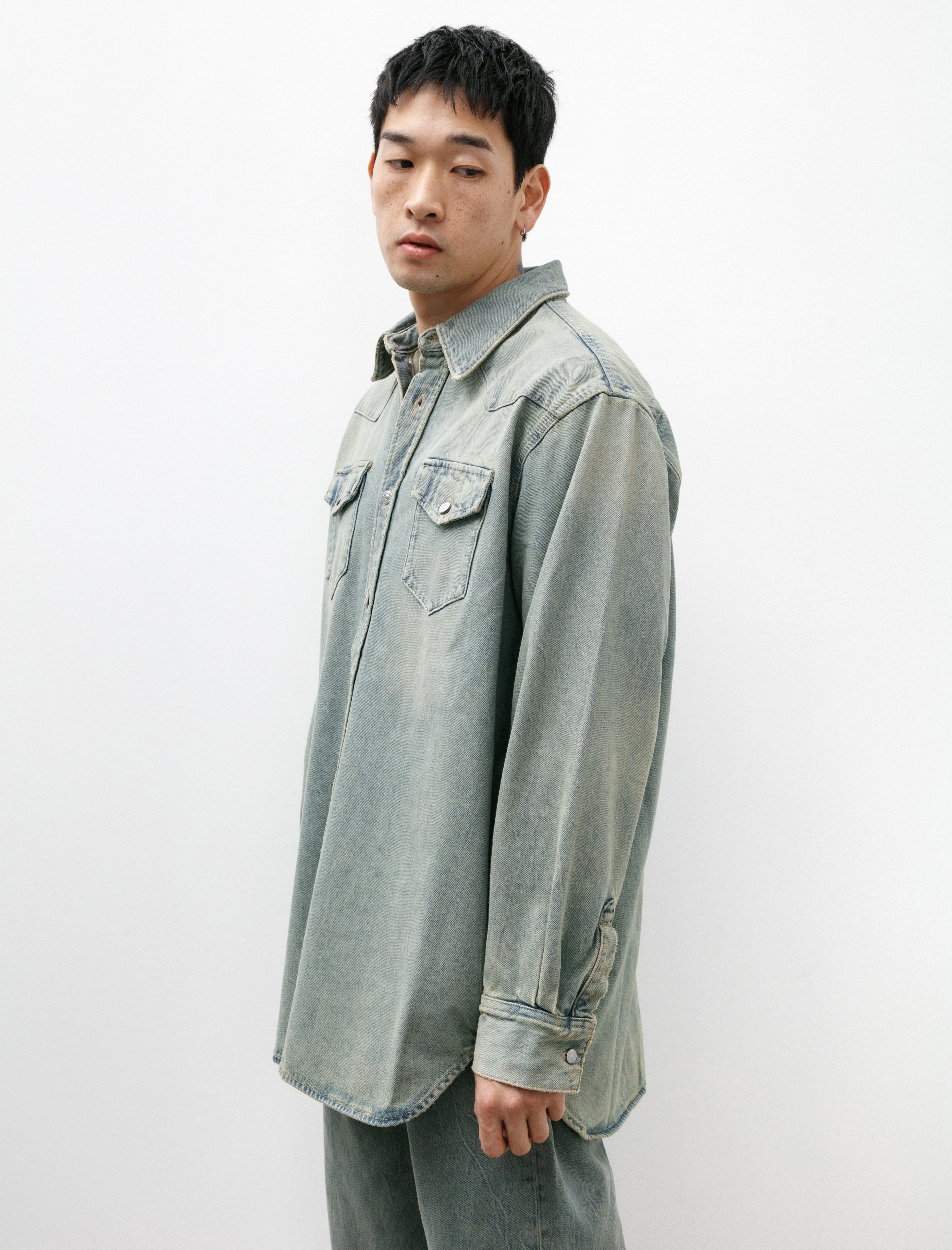 Acne Studios Relaxed Fit Denim Shirt Blue Beige