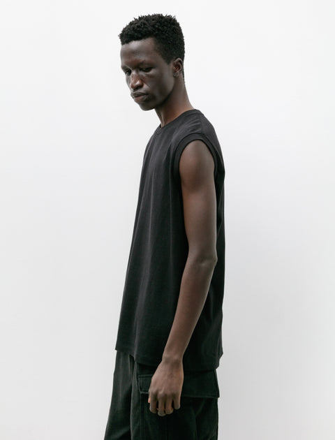 Comoli Cotton Jersey Sleeveless T-Shirt Fade Black