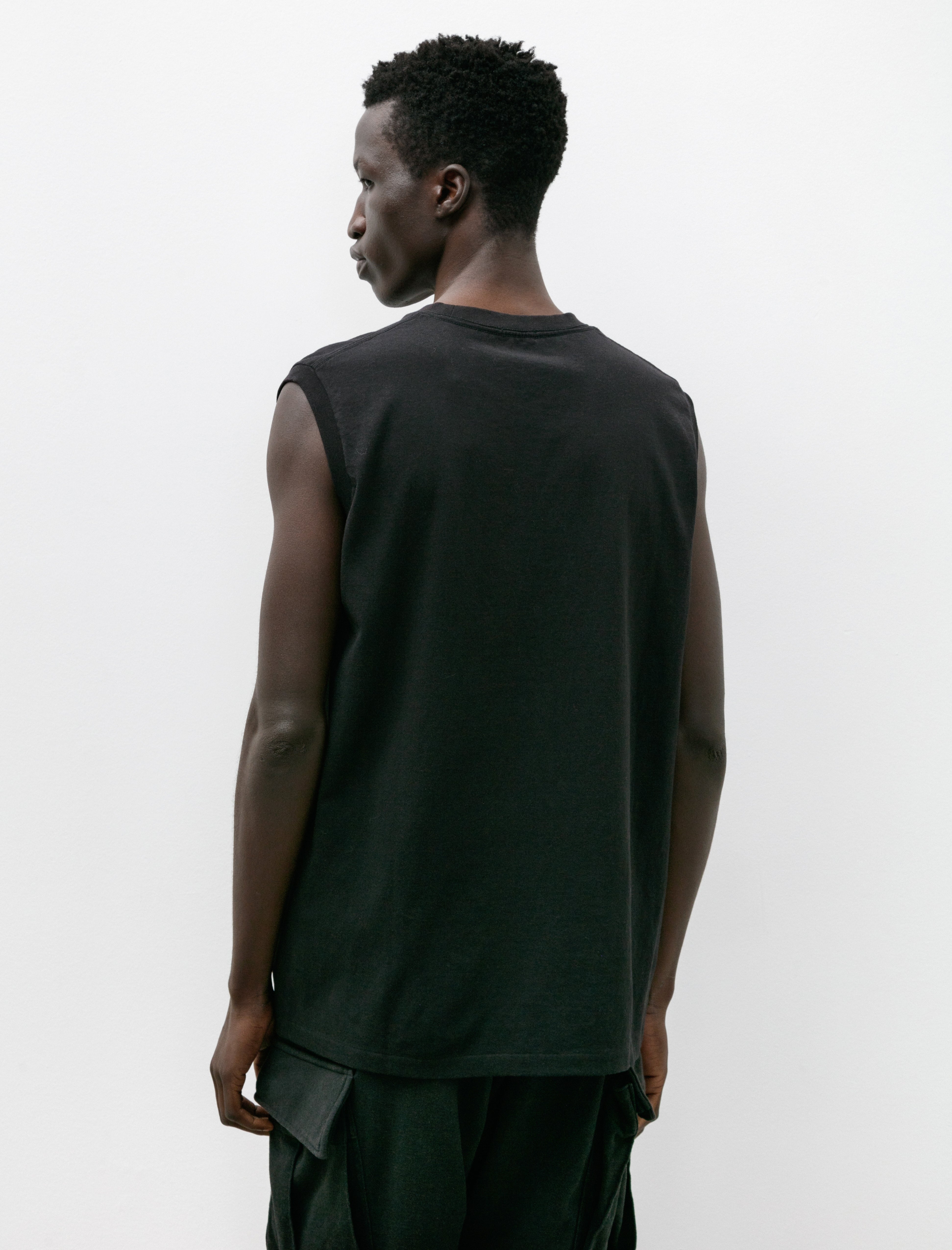 Comoli Cotton Jersey Sleeveless T-Shirt Fade Black