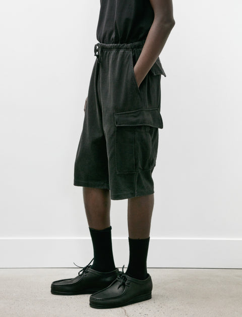 Comoli Cotton Jersey Cargo Shorts Fade Black