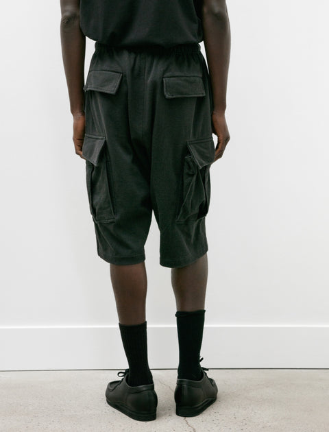 Comoli Cotton Jersey Cargo Shorts Fade Black