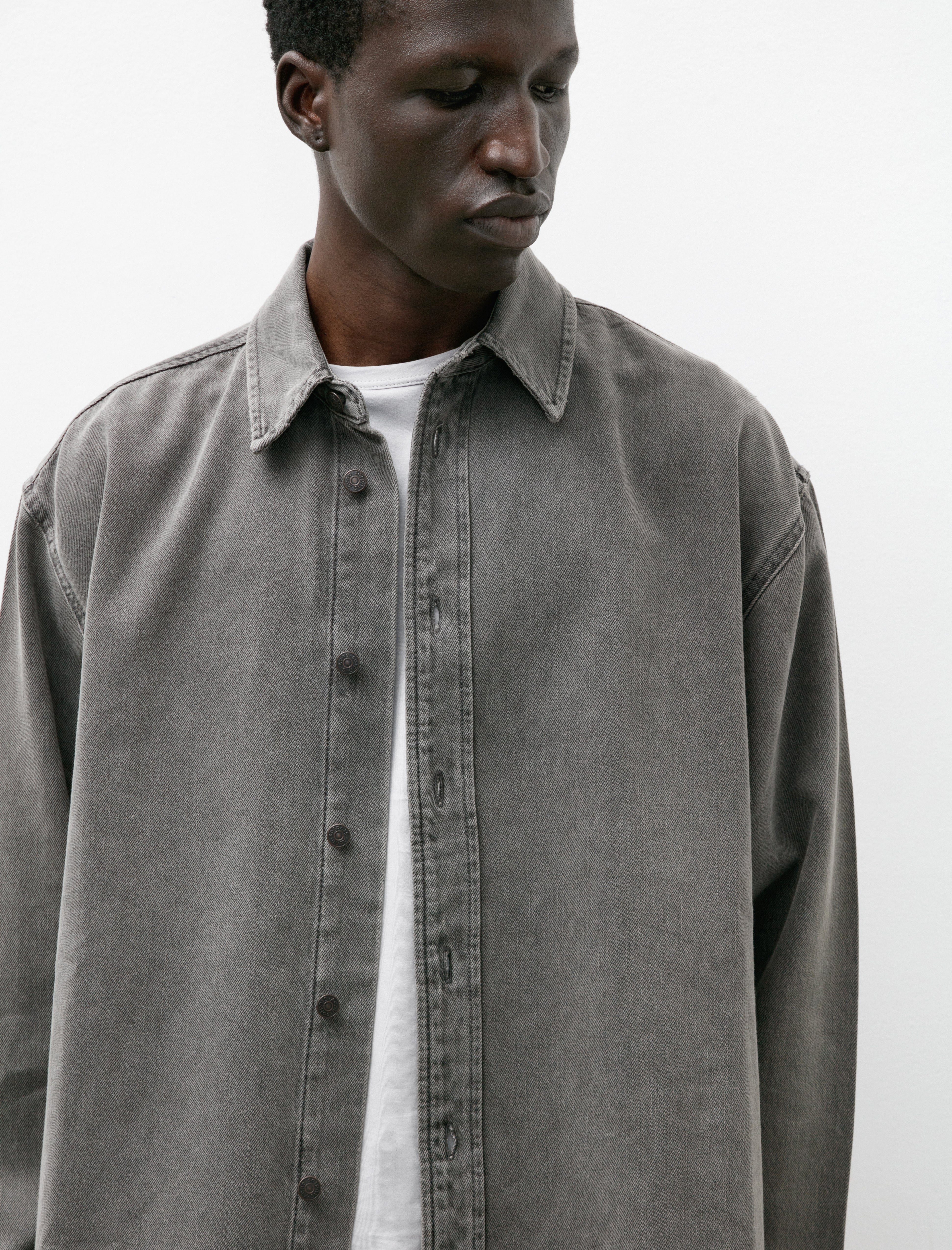 Acne Studios Loose Fit Denim Shirt Anthracite Grey