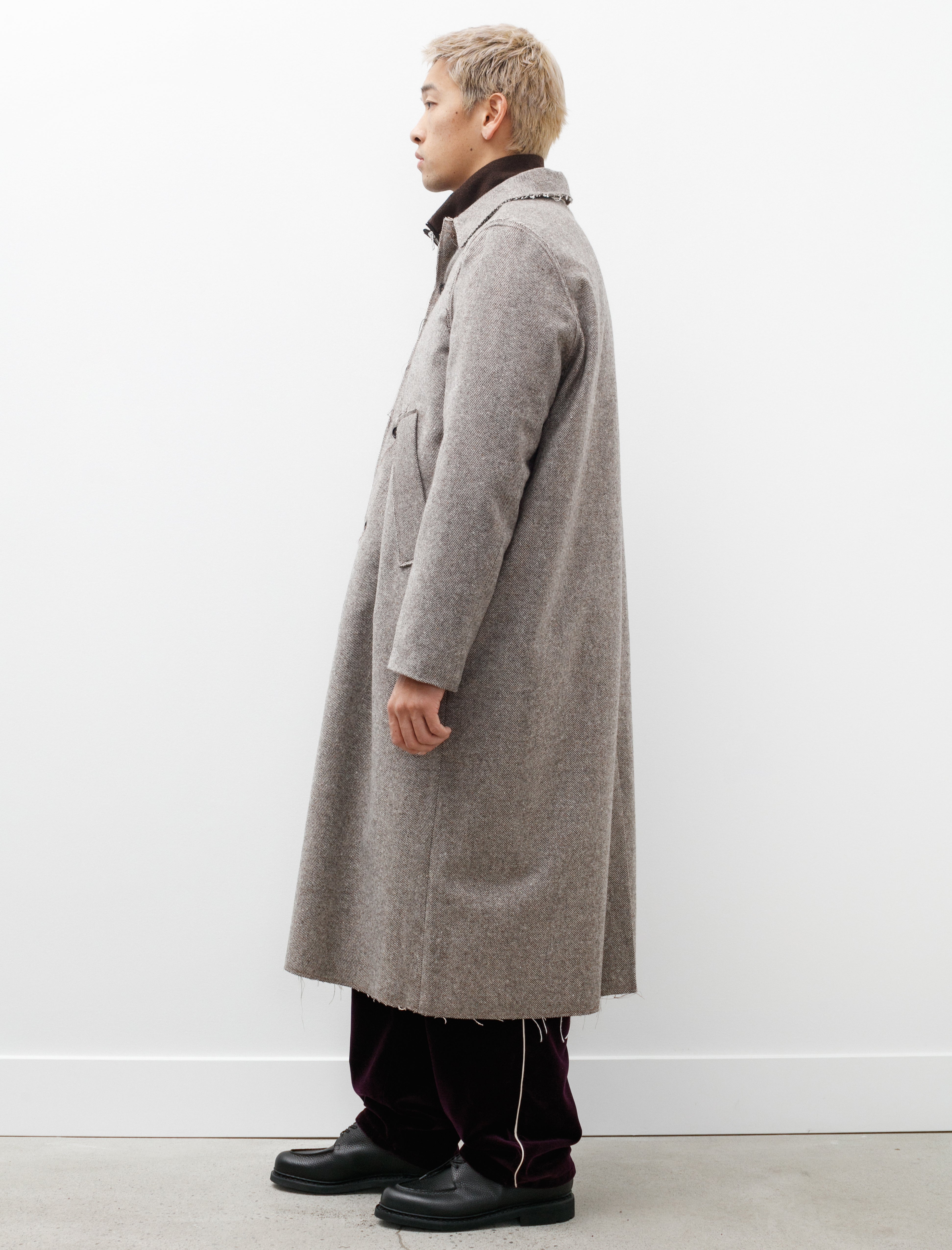 Camiel Fortgens Long Gap Coat Wool Herringbone Brown