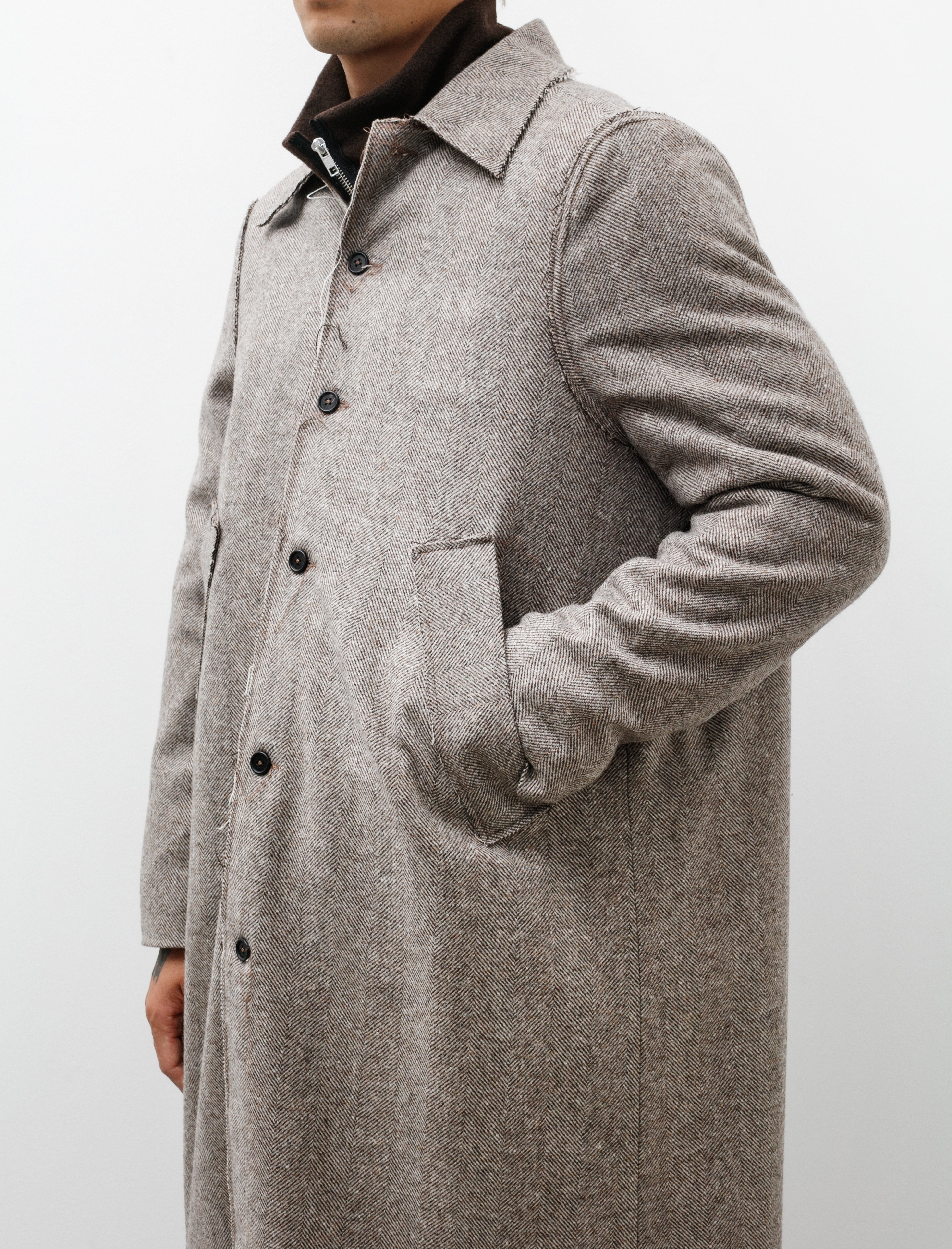 Camiel Fortgens Long Gap Coat Wool Herringbone Brown