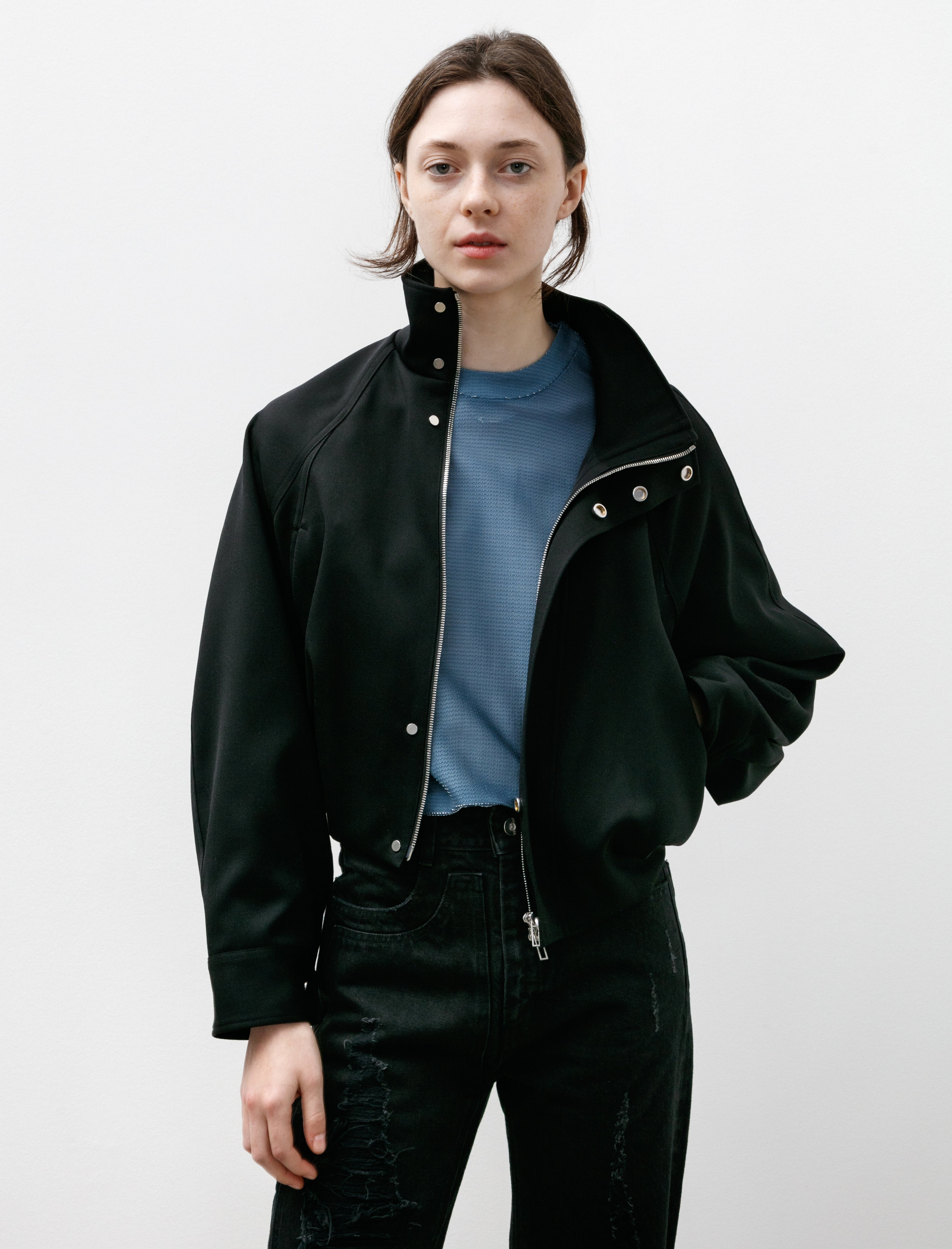 Kanako Sakai Wool Twill Bomber Black