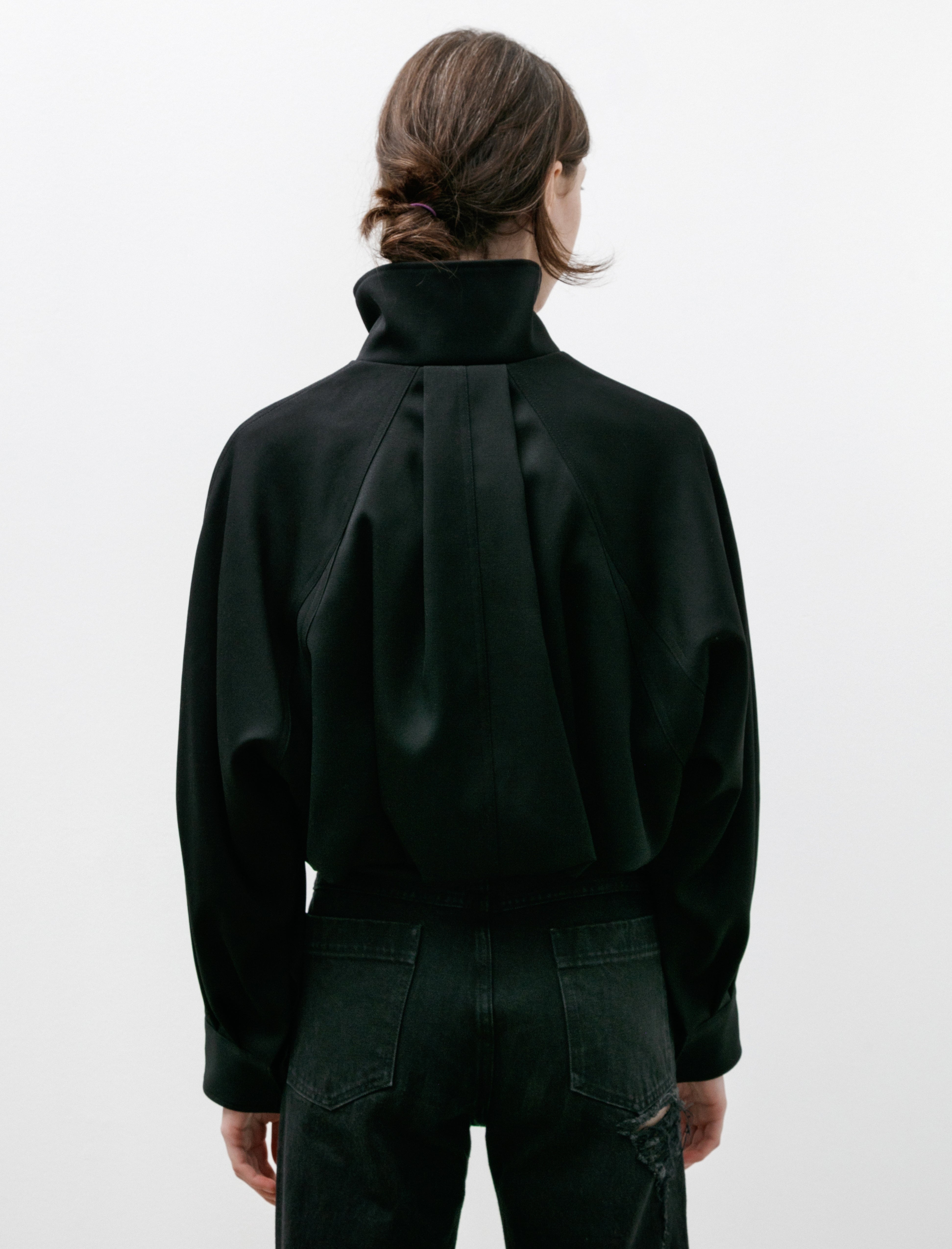 Kanako Sakai Wool Twill Bomber Black