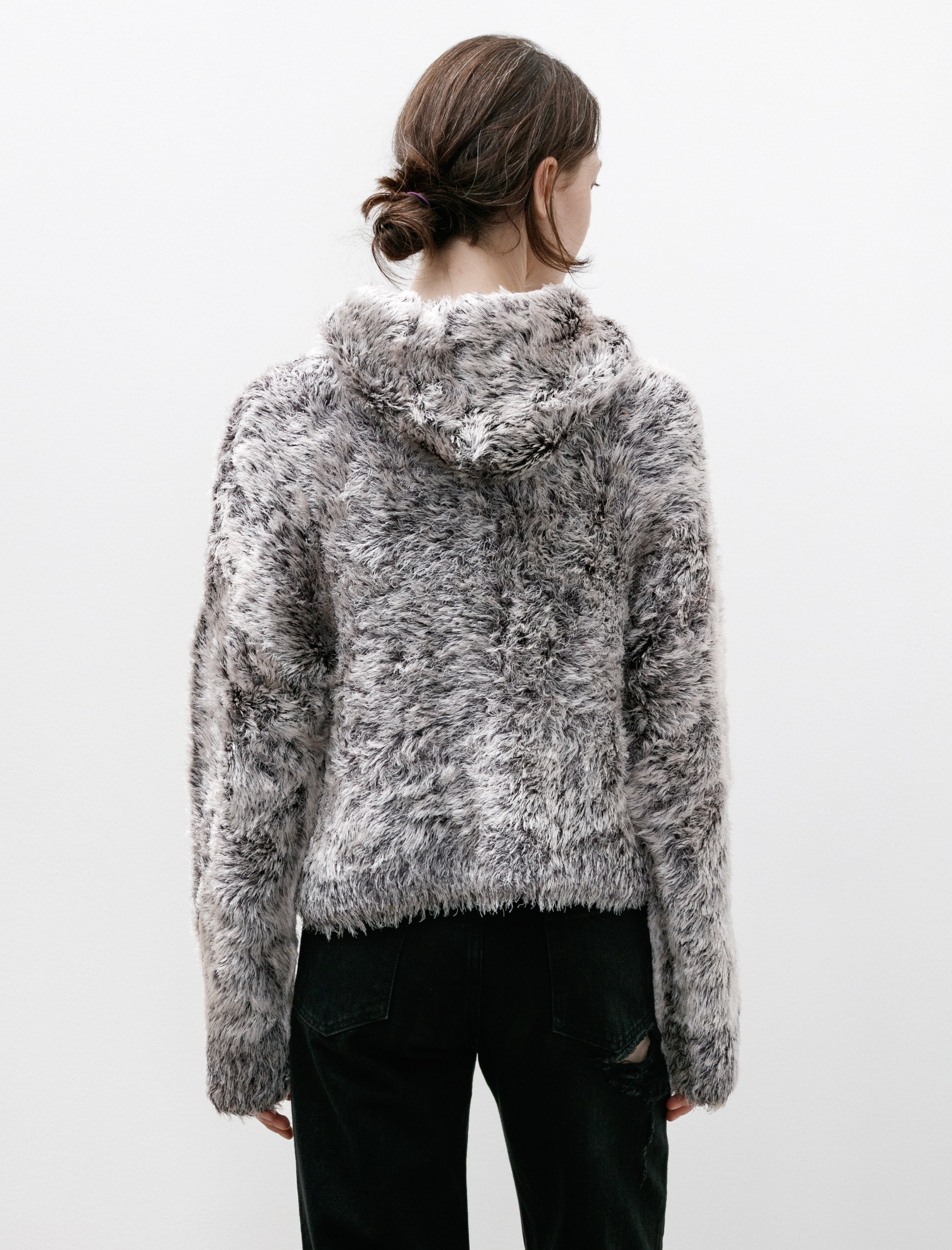 Kanako Sakai Silk Fur Hoodie White/Black