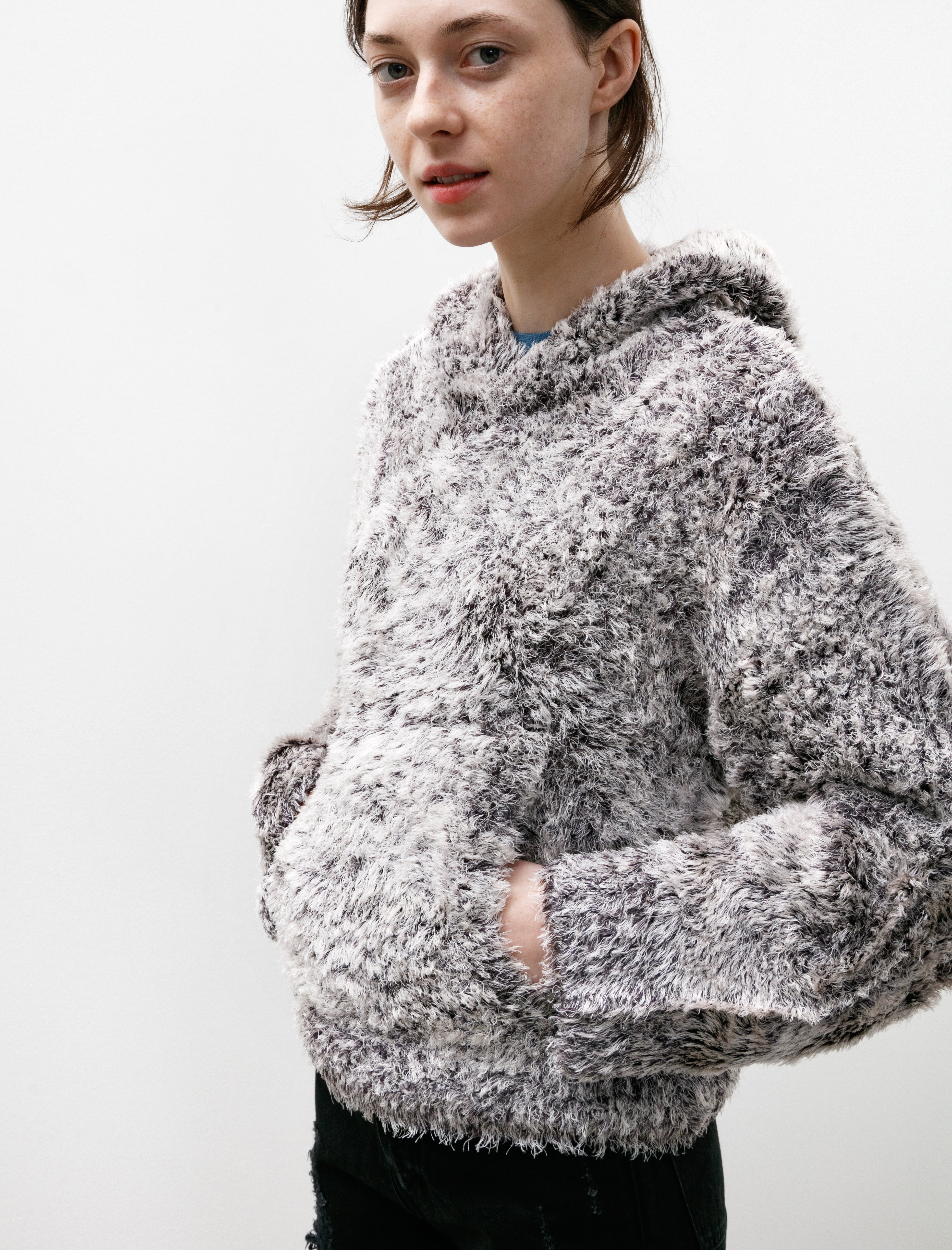 Kanako Sakai Silk Fur Hoodie White/Black