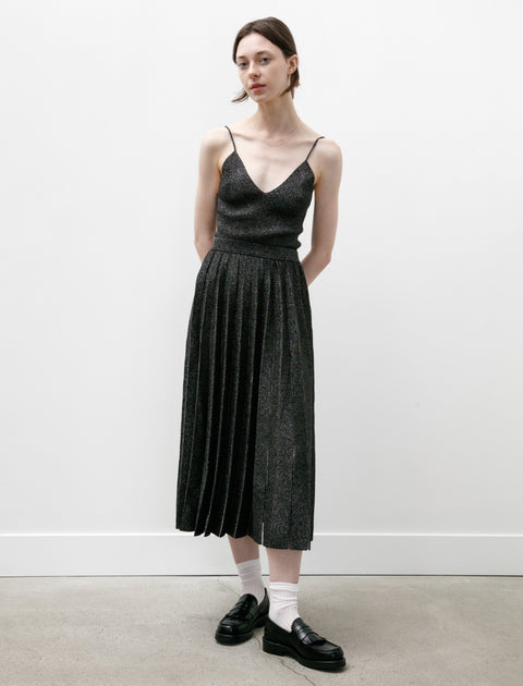 Kanako Sakai Glitter Pleated Knit Skirt Black