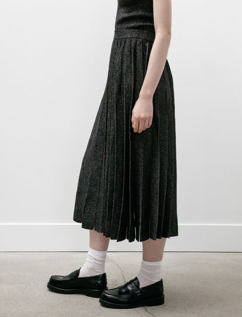 Kanako Sakai Glitter Pleated Knit Skirt Black