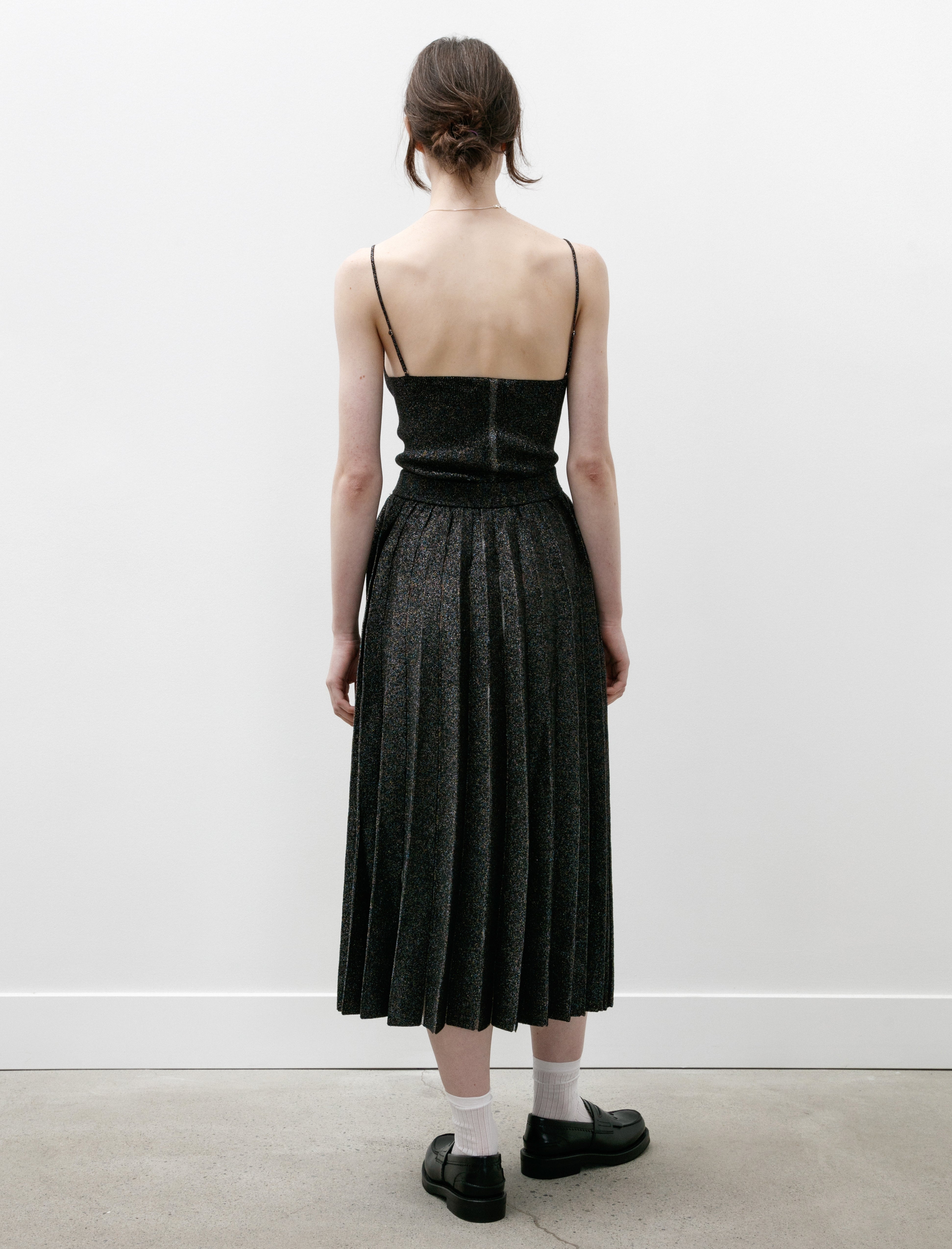 Kanako Sakai Glitter Pleated Knit Skirt Black