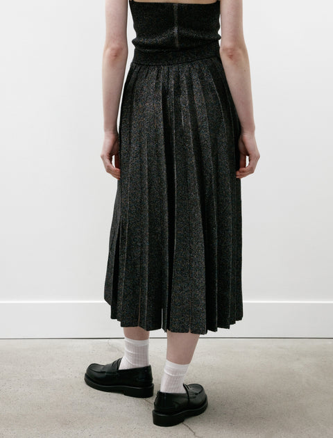 Kanako Sakai Glitter Pleated Knit Skirt Black