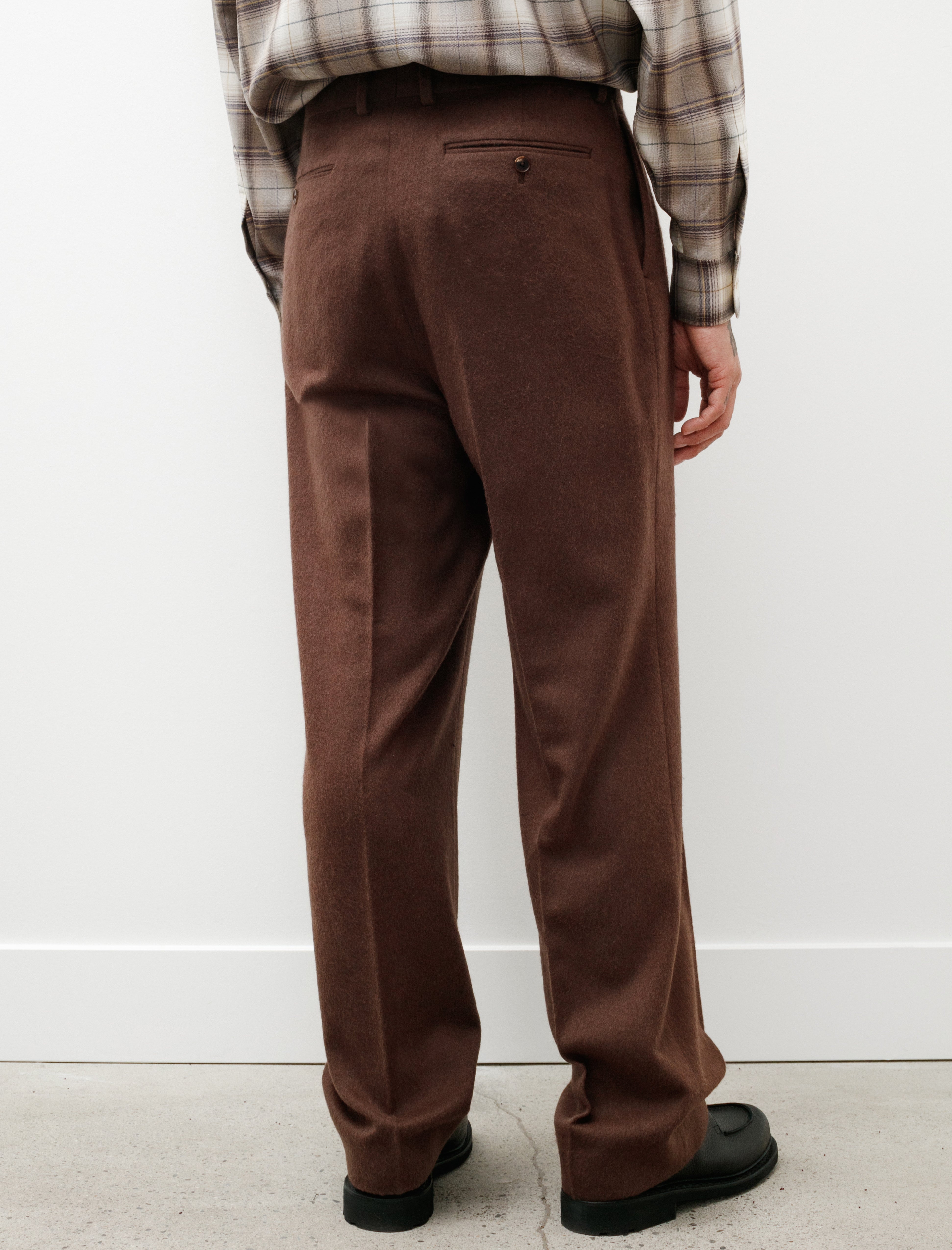 Auralee Baby Camel Flannel Slacks Dark Brown