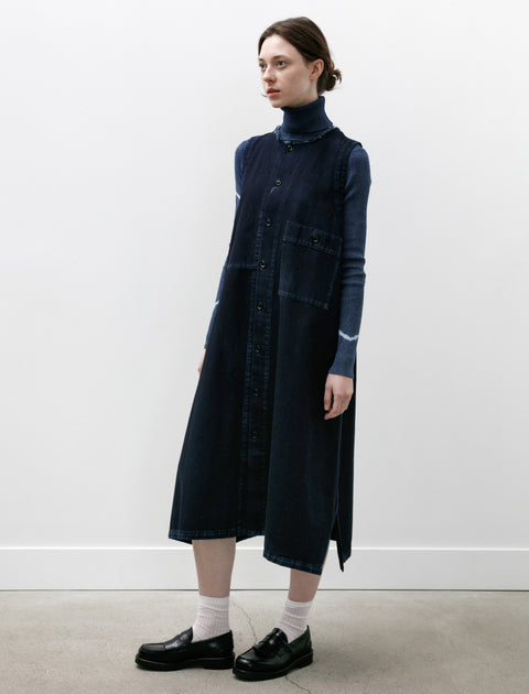 Y's by Yohji Yamamoto Long Denim Dress with Pockets Indigo