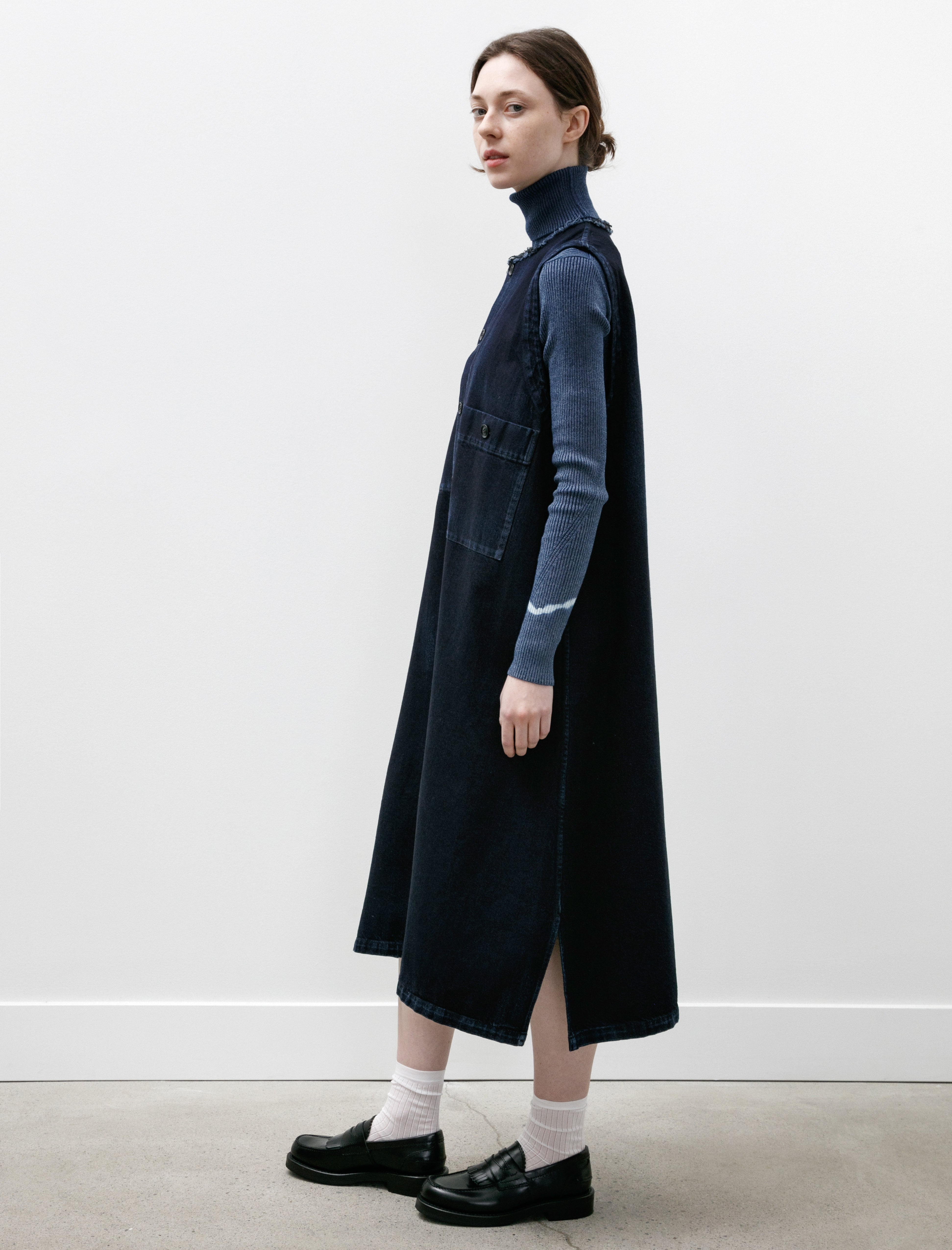 Y's by Yohji Yamamoto Long Denim Dress with Pockets Indigo