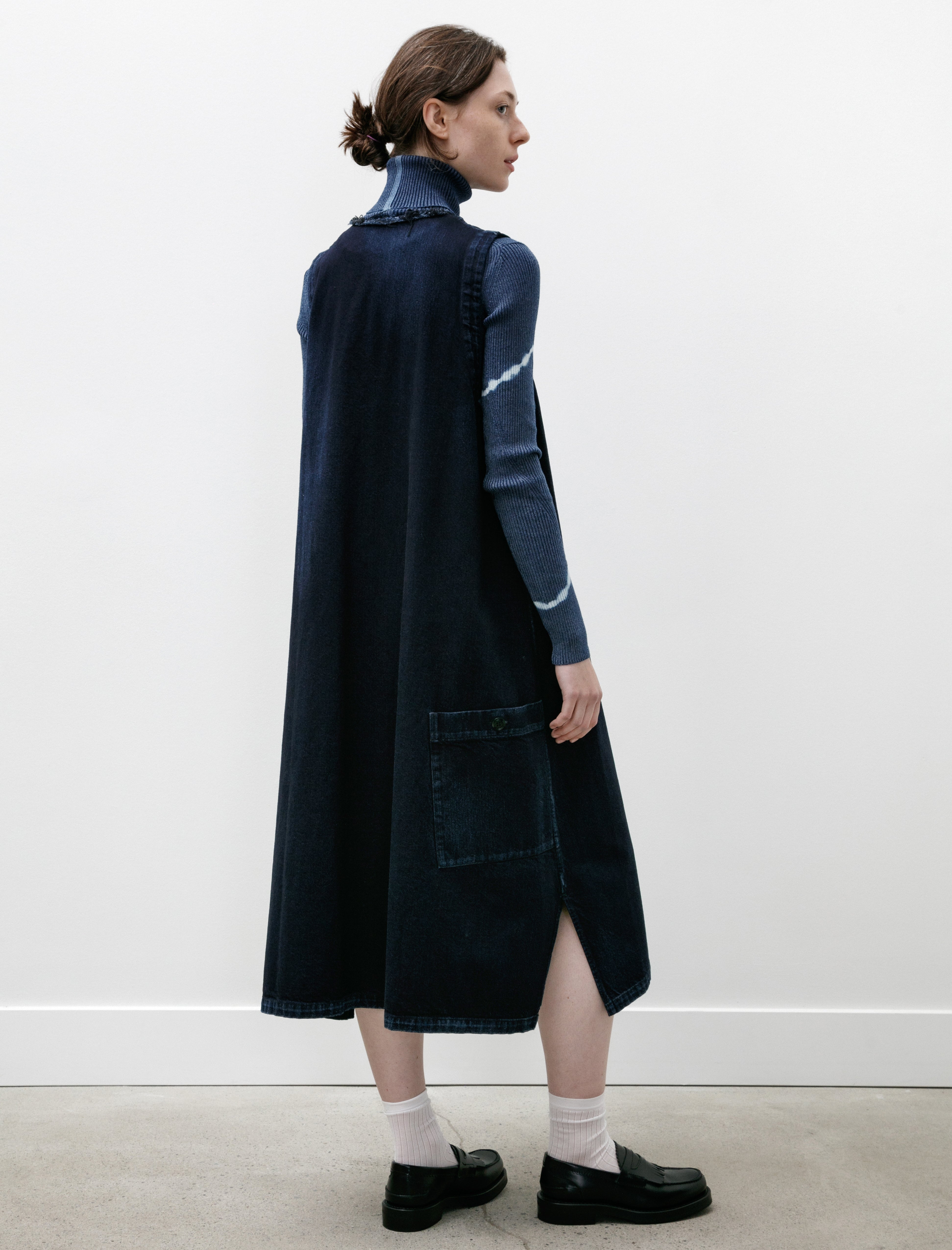 Y's by Yohji Yamamoto Long Denim Dress with Pockets Indigo