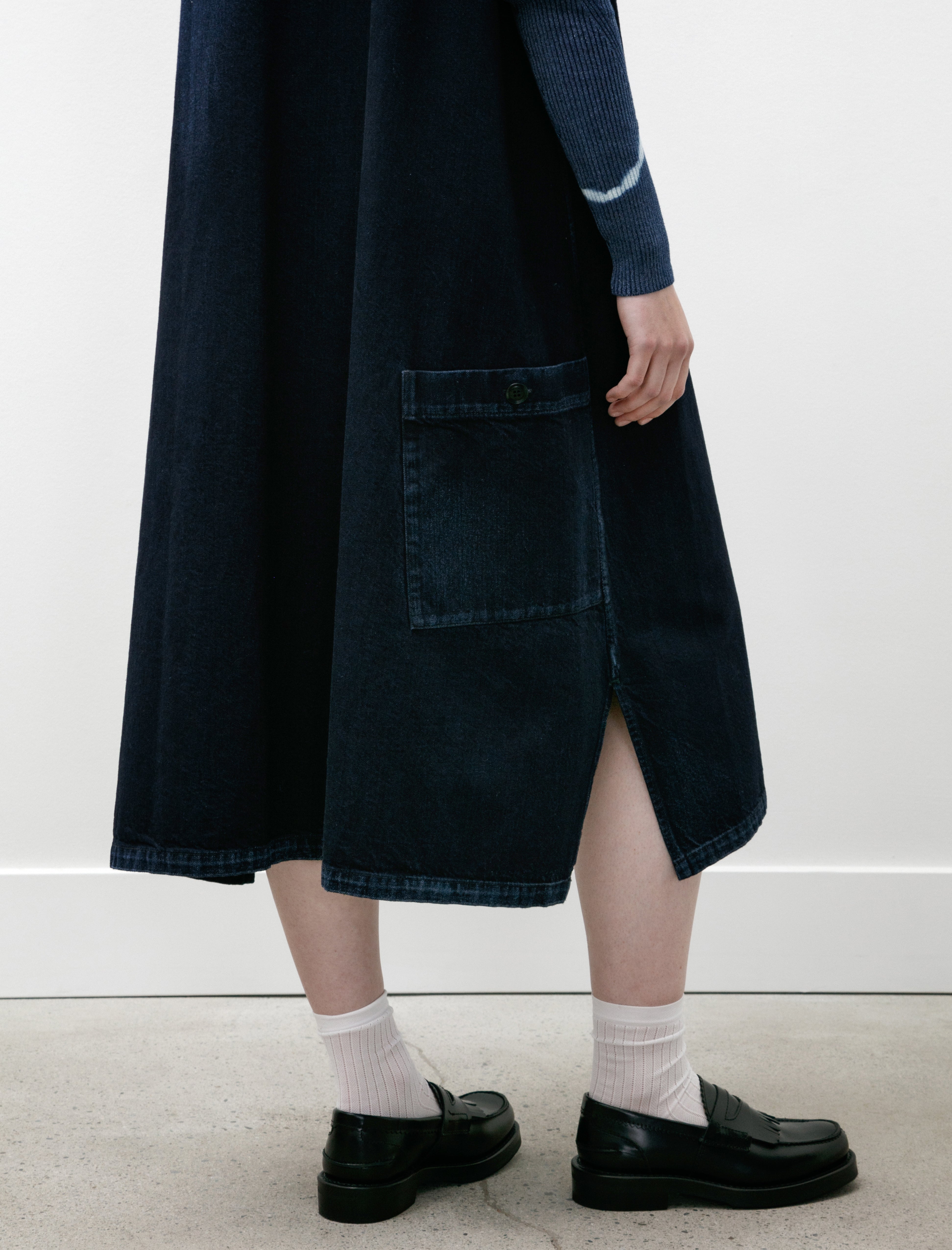 Y's by Yohji Yamamoto Long Denim Dress with Pockets Indigo