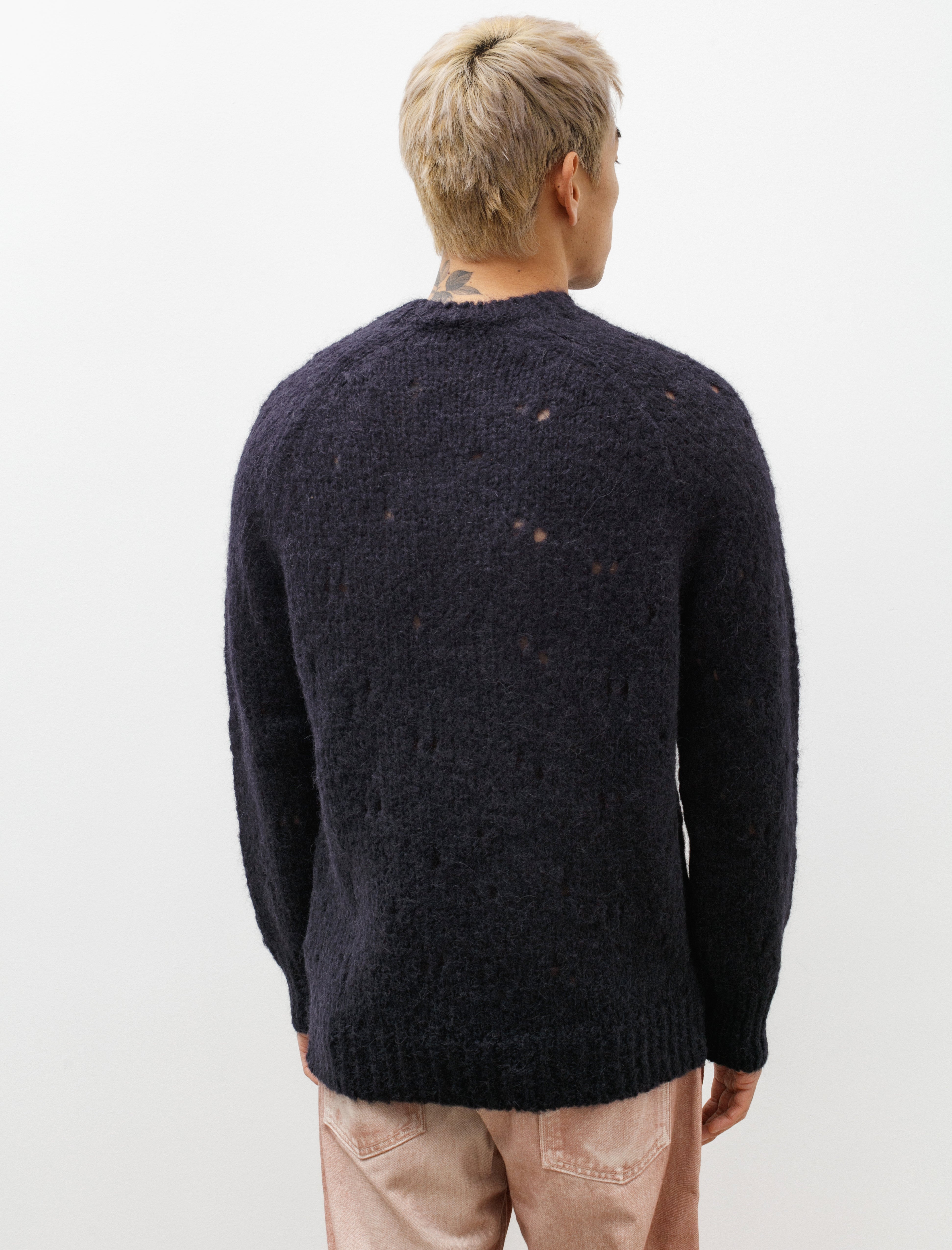 Our Legacy Needle Drop Raglan Navy Fuzzy Mohair Alpaca