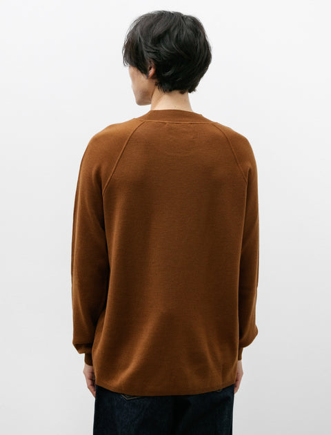 Margaret Howell MHL Wide Neck Sweatshirt Fine Merino Wool Tobacco