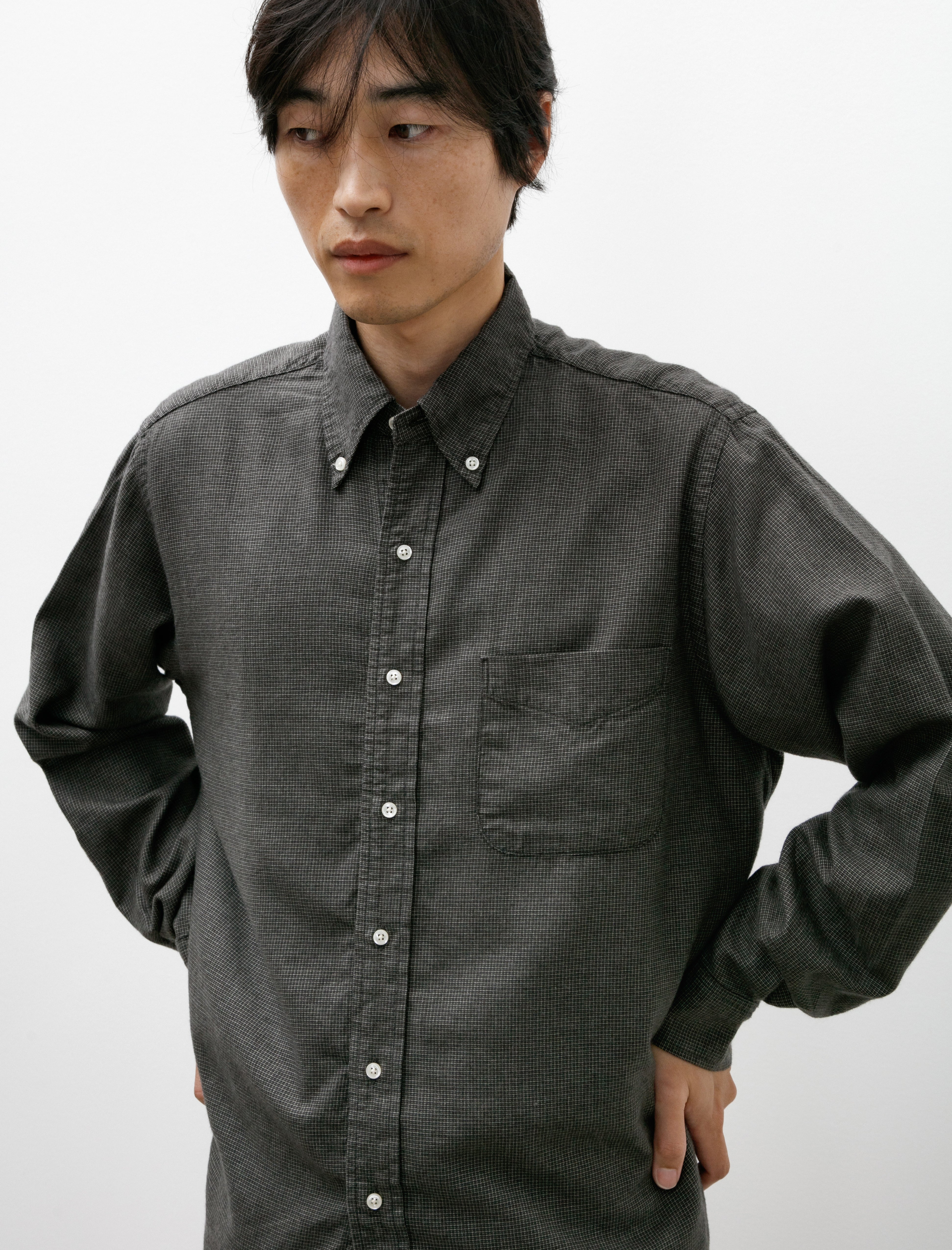 orSlow Standard Button Down Shirt Charcoal