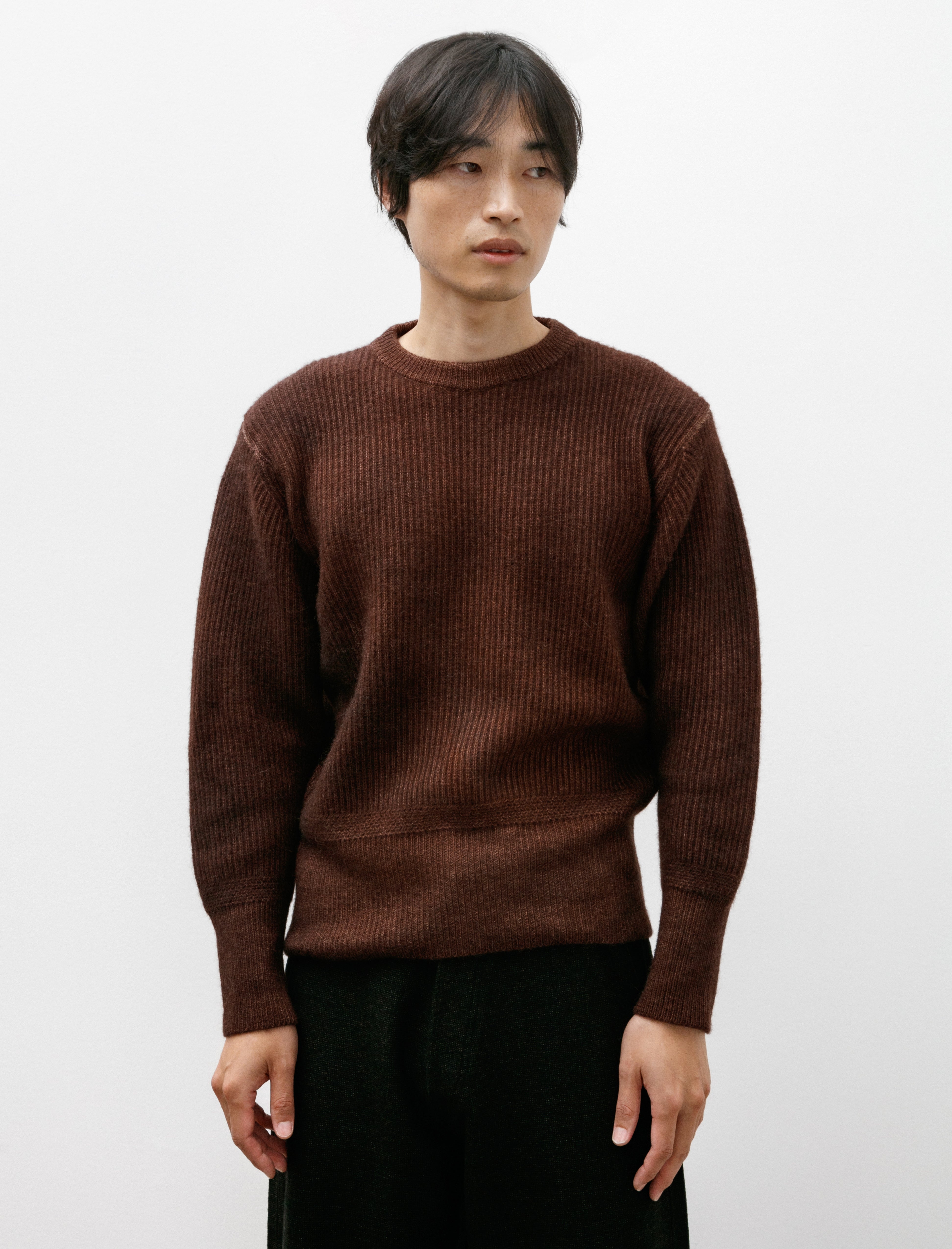 Taiga Takahashi Lot 519 Athletic Crewneck Sweater Mix Brown