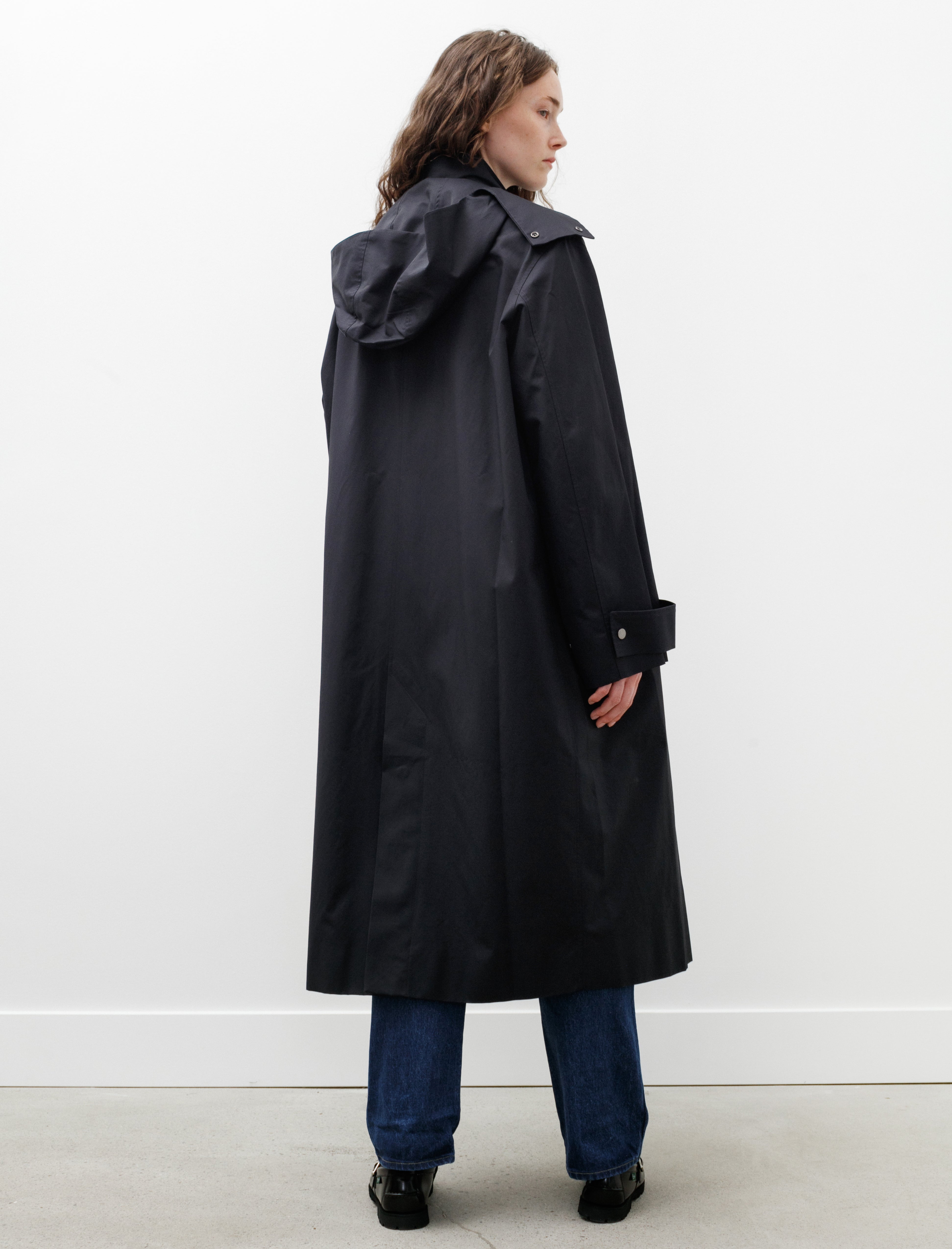 Studio Nicholson Tana Showerproof Coated Cotton Coat Darkest Navy